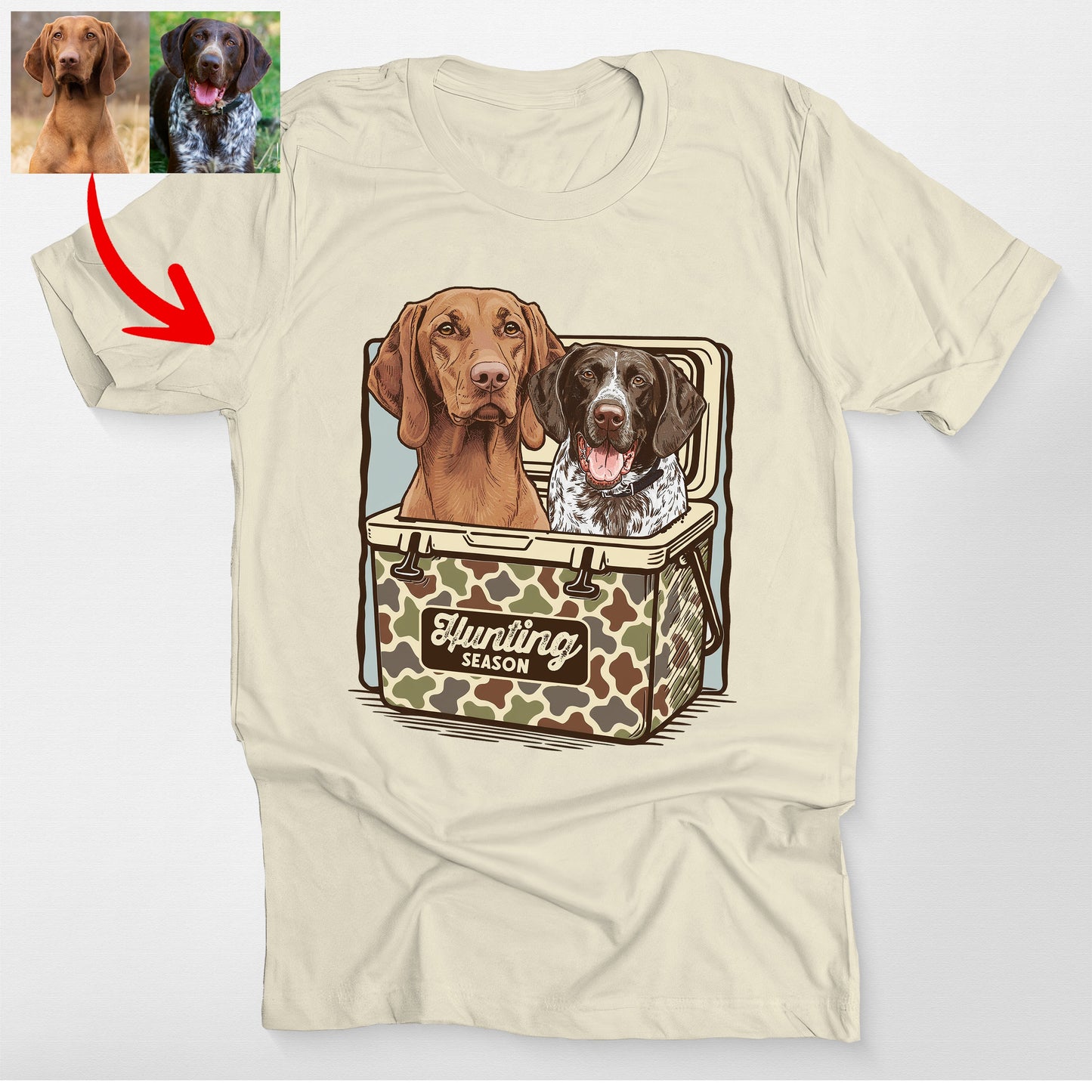 Custom Dog Hunting Season Bella Canvas T-Shirt, custom pet portrait gift for pet lovers (view 4)