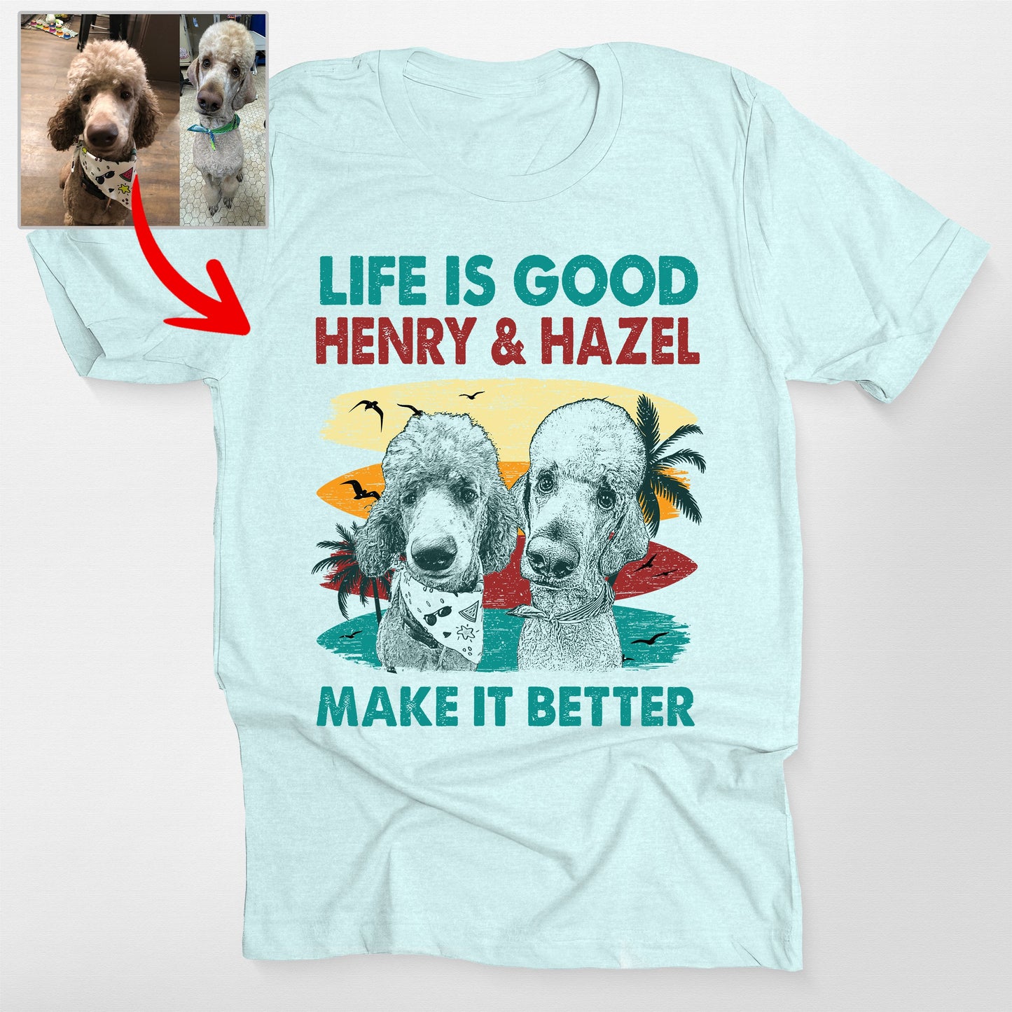 Custom Dog Makes Life Better Bella Canvas T-Shirt, custom pet portrait gift for pet lovers (view 3)