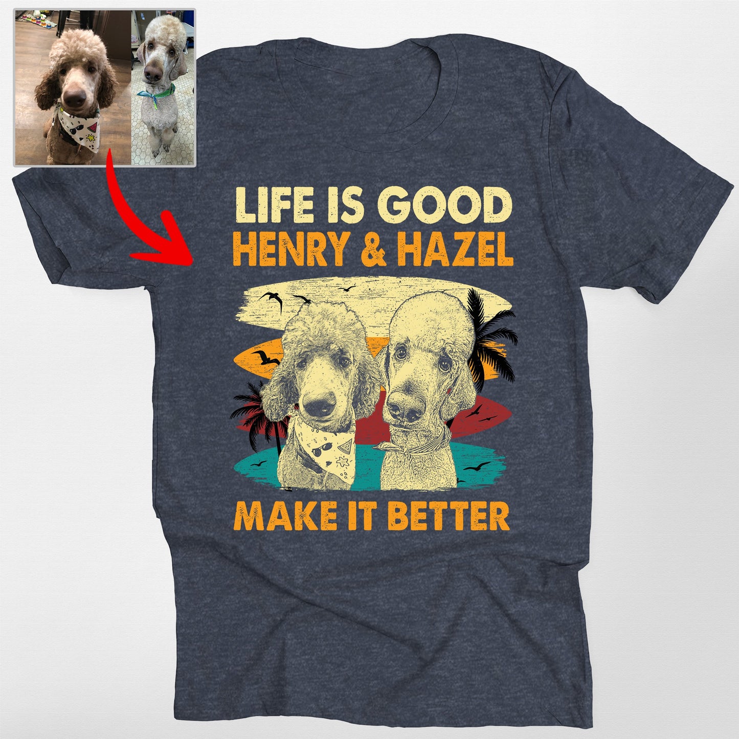 Custom Dog Makes Life Better Bella Canvas T-Shirt, custom pet portrait gift for pet lovers (view 4)