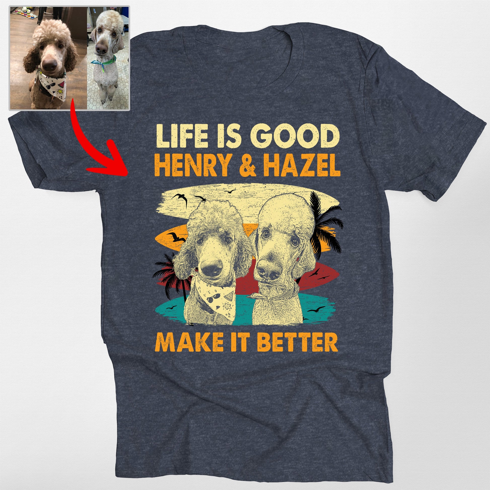 Custom Dog Makes Life Better Bella Canvas T-Shirt, custom pet portrait gift for pet lovers (view 4)