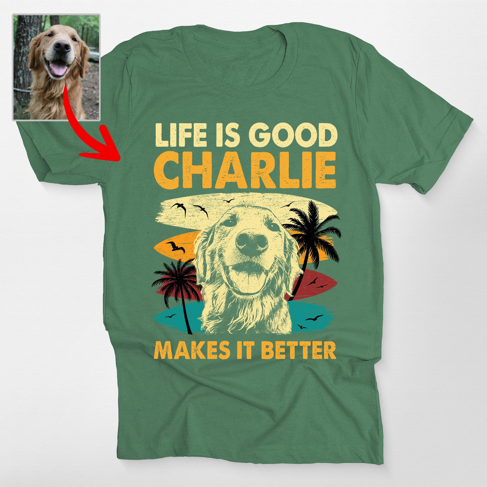 Custom Dog Makes Life Better Bella Canvas T-Shirt, custom pet portrait gift for pet lovers (view 5)