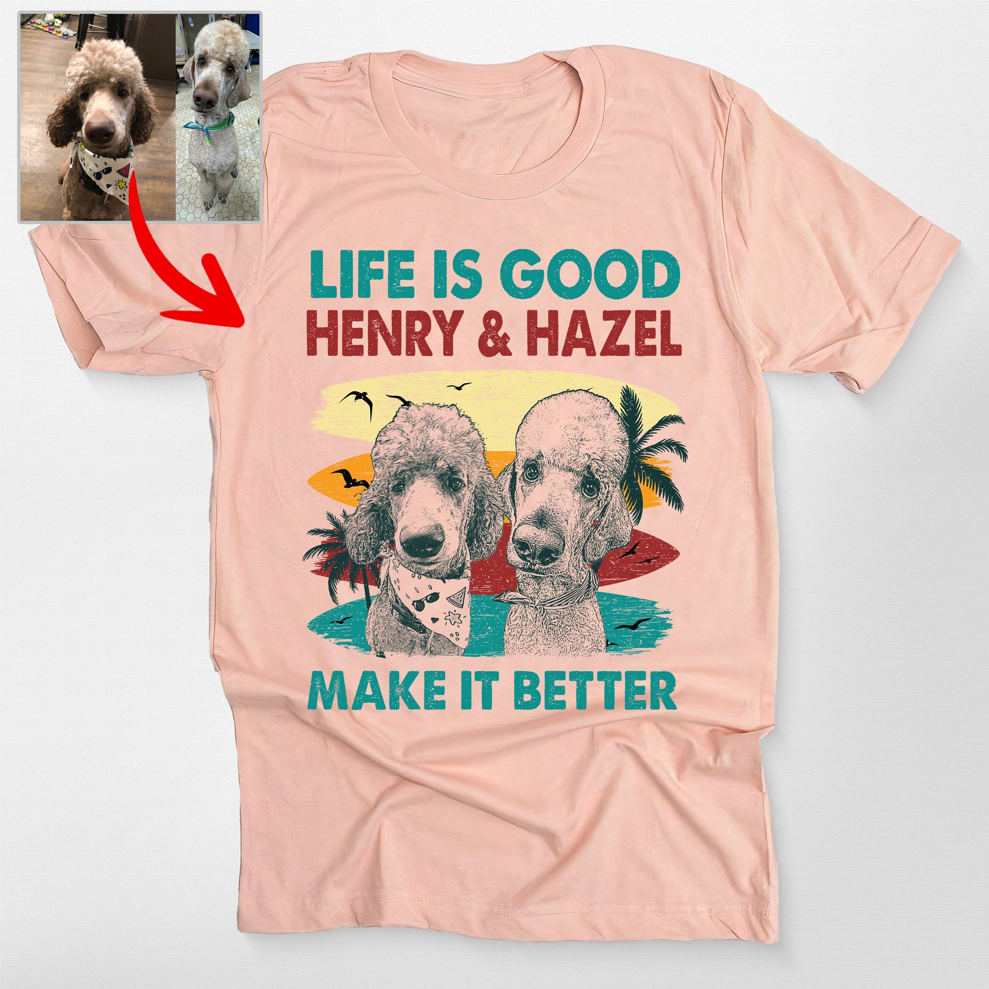 Custom Dog Makes Life Better Bella Canvas T-Shirt, custom pet portrait gift for pet lovers (view 8)