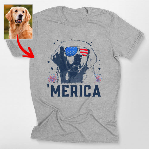 Custom Dog Merica Shirt Bella Canvas Tee for P, custom pet portrait gift for pet lovers