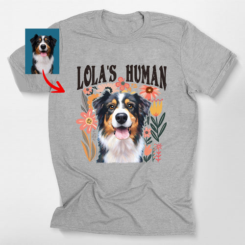 Custom Dog Mom Bella Canvas Shirt Floral Pet, custom pet portrait gift for pet lovers