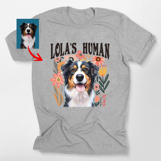 Custom Dog Mom Bella Canvas Shirt Floral Pet, custom pet portrait gift for pet lovers