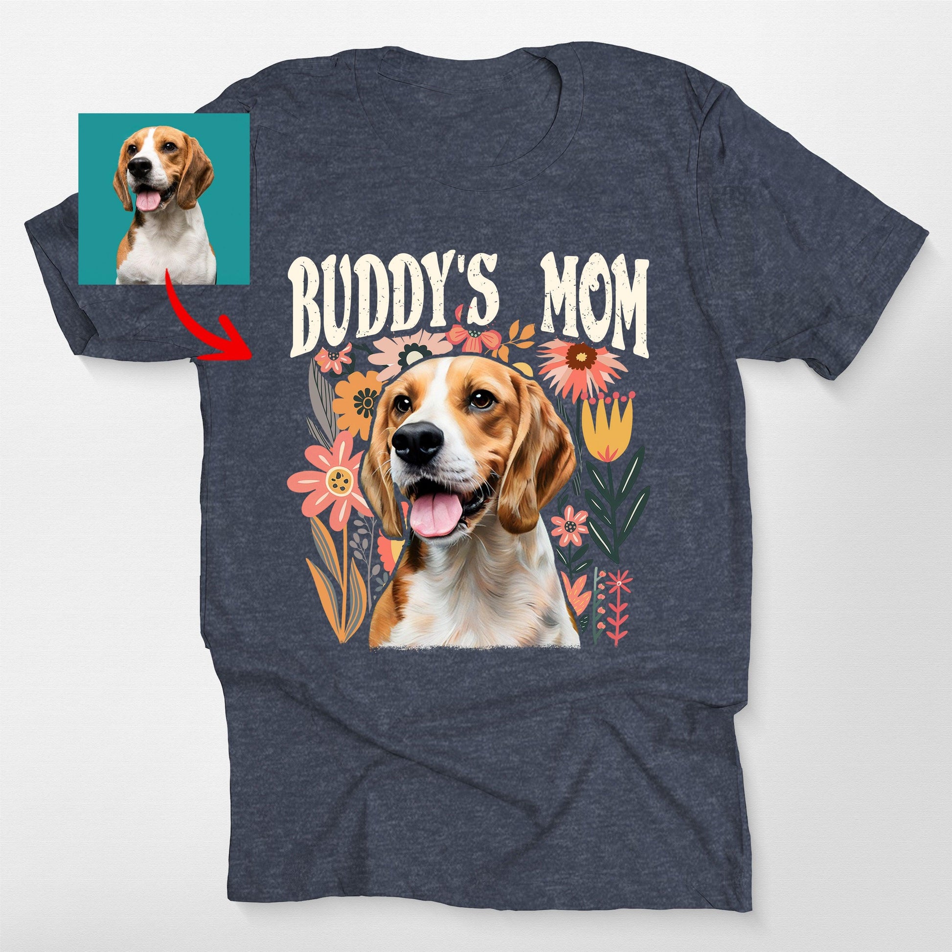 Custom Dog Mom Bella Canvas Shirt Floral Pet, custom pet portrait gift for pet lovers (view 4)