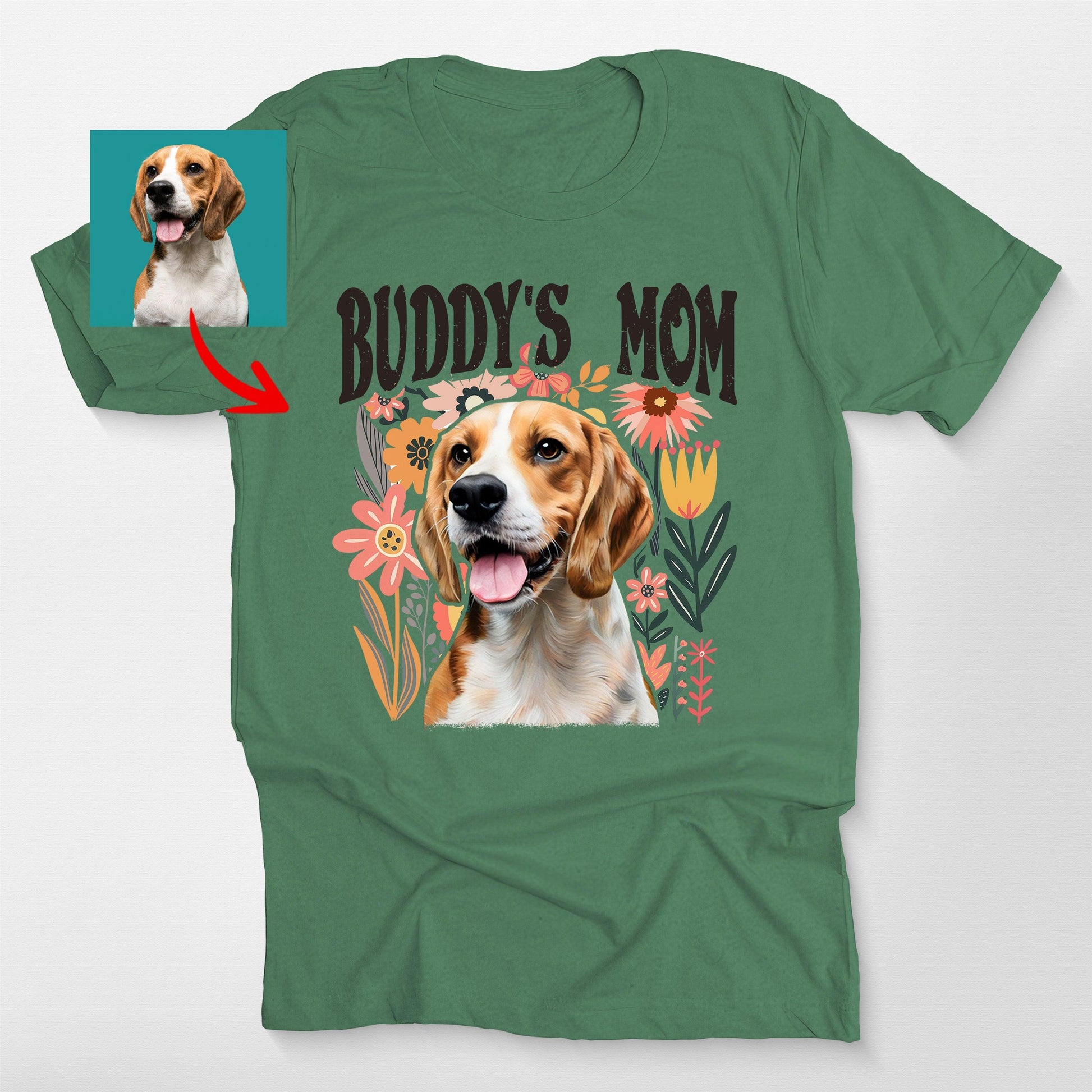 Custom Dog Mom Bella Canvas Shirt Floral Pet, custom pet portrait gift for pet lovers (view 6)