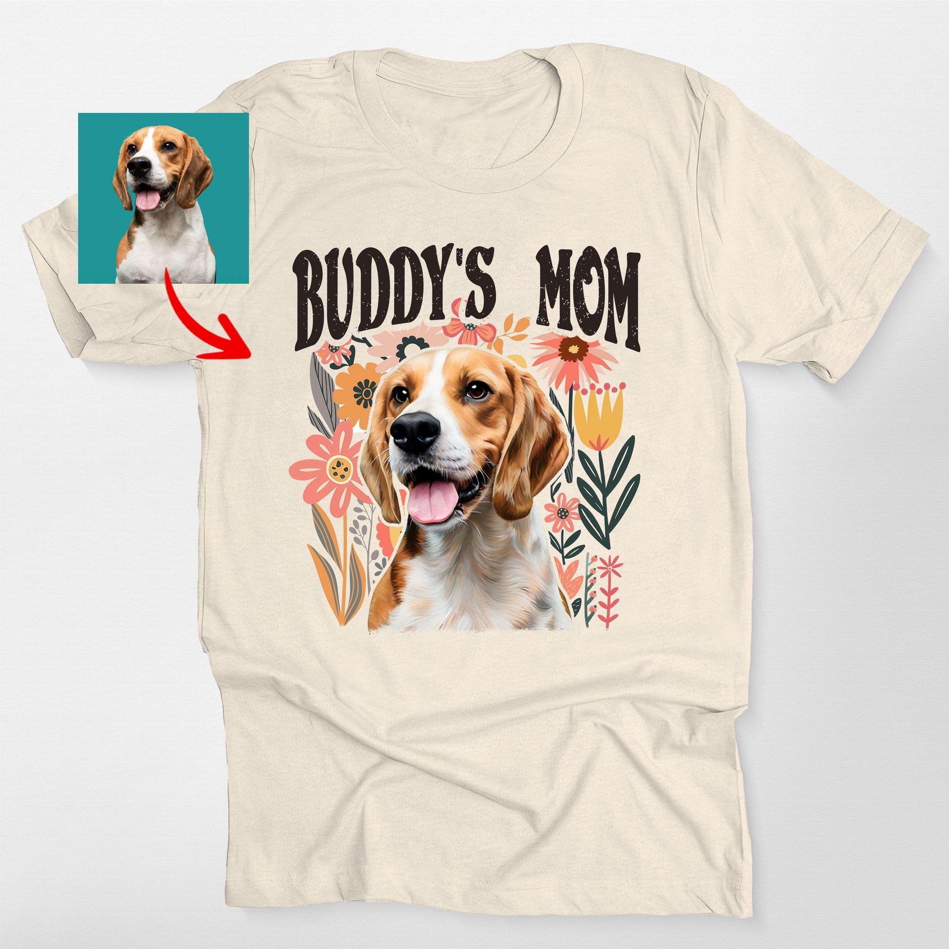 Custom Dog Mom Bella Canvas Shirt Floral Pet, custom pet portrait gift for pet lovers (view 7)