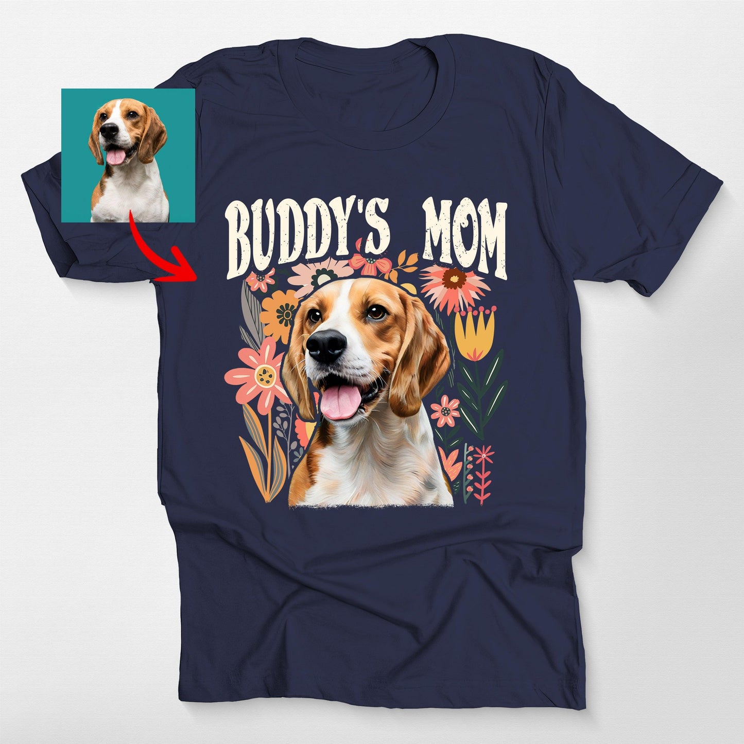 Custom Dog Mom Bella Canvas Shirt Floral Pet, custom pet portrait gift for pet lovers (view 8)