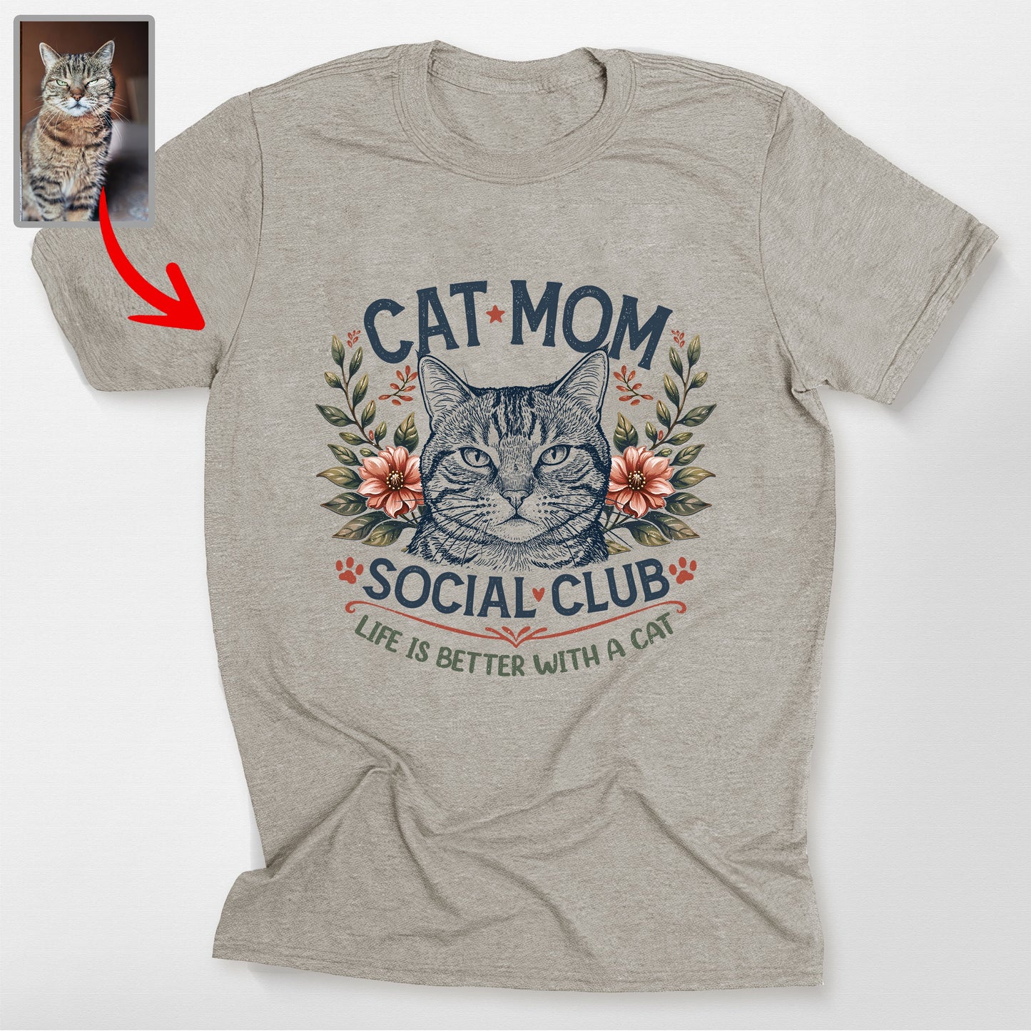 Custom Dog Mom Social Club Pet Bella Canvas T, custom pet portrait gift for pet lovers (view 3)