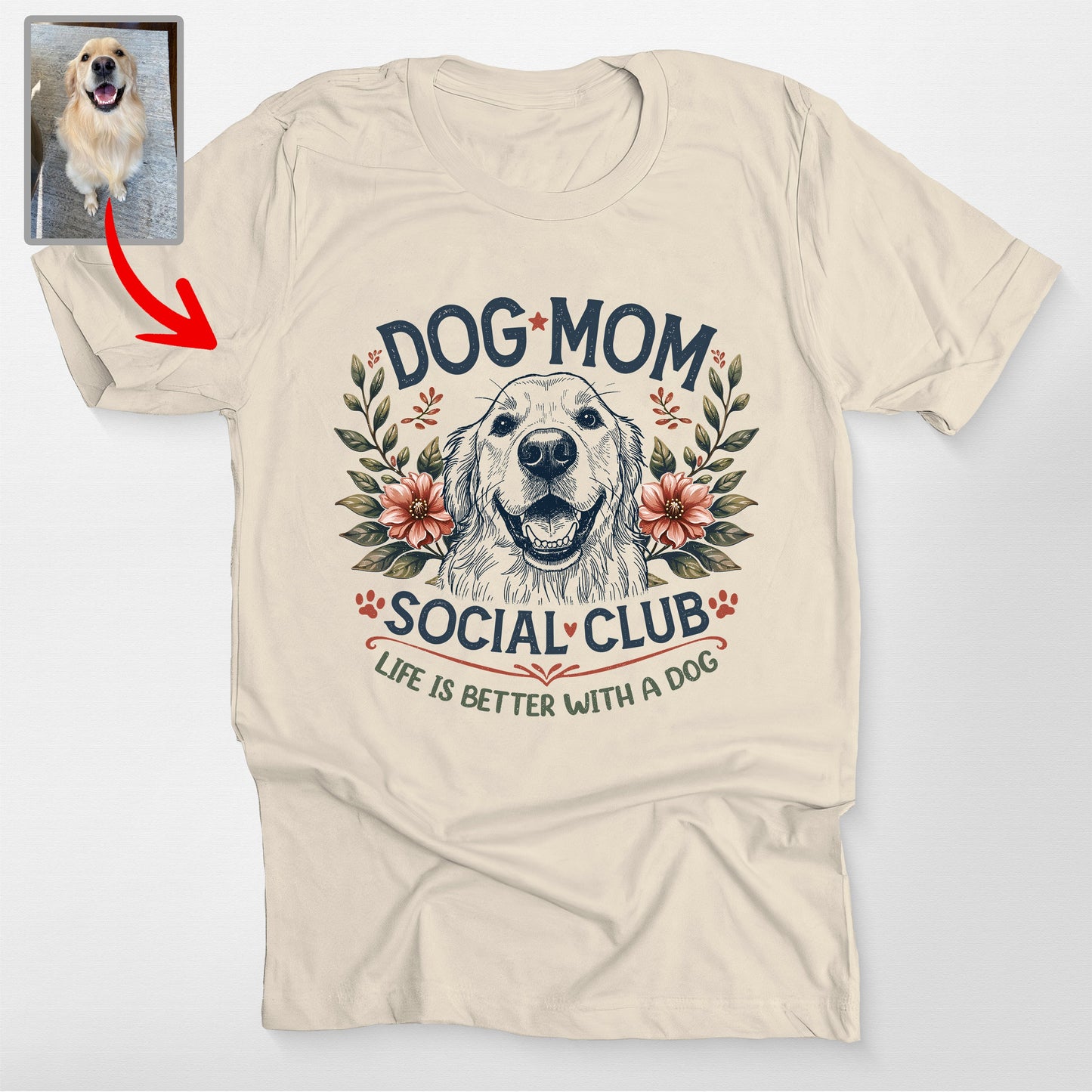 Custom Dog Mom Social Club Pet Bella Canvas T, custom pet portrait gift for pet lovers (view 4)