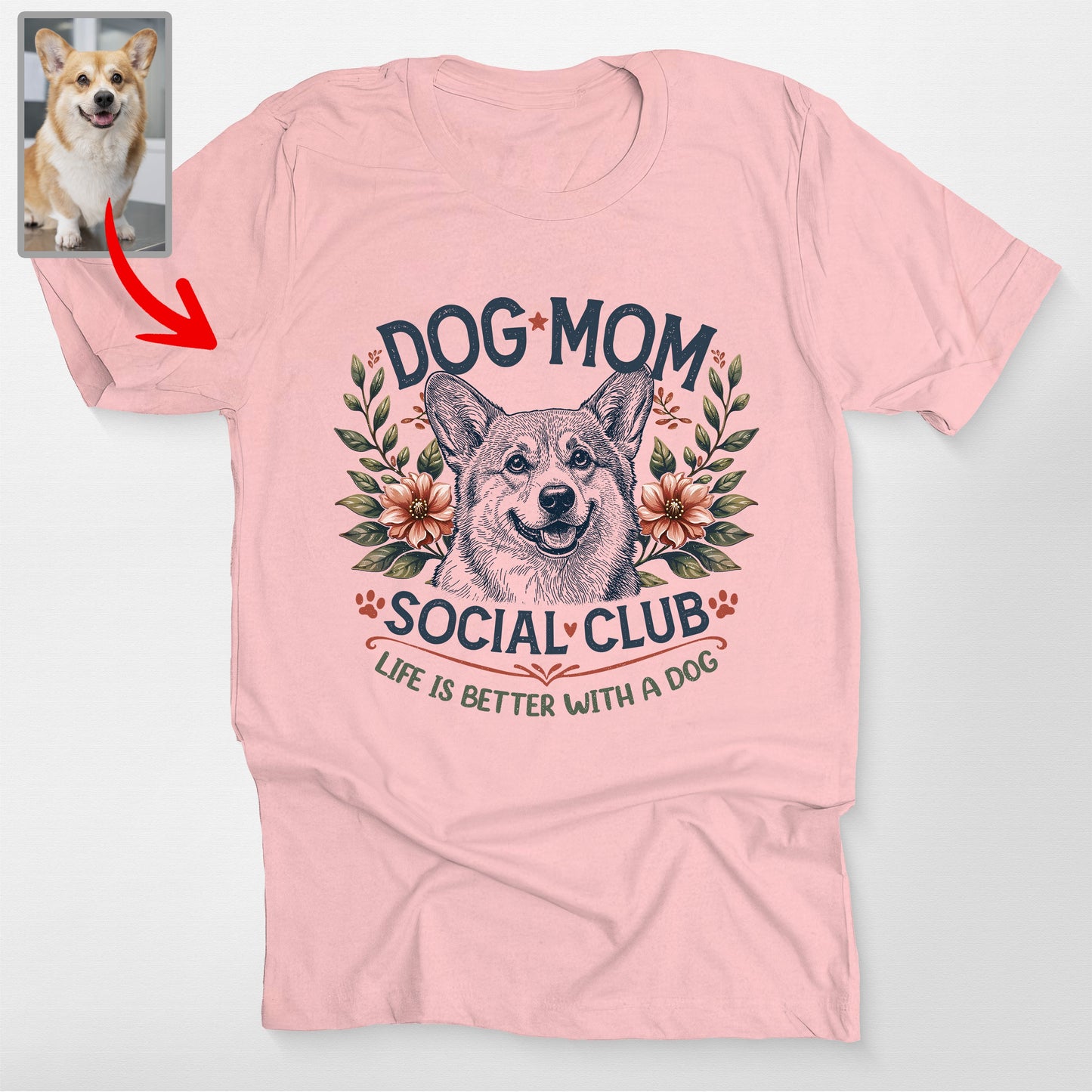Custom Dog Mom Social Club Pet Bella Canvas T, custom pet portrait gift for pet lovers (view 5)