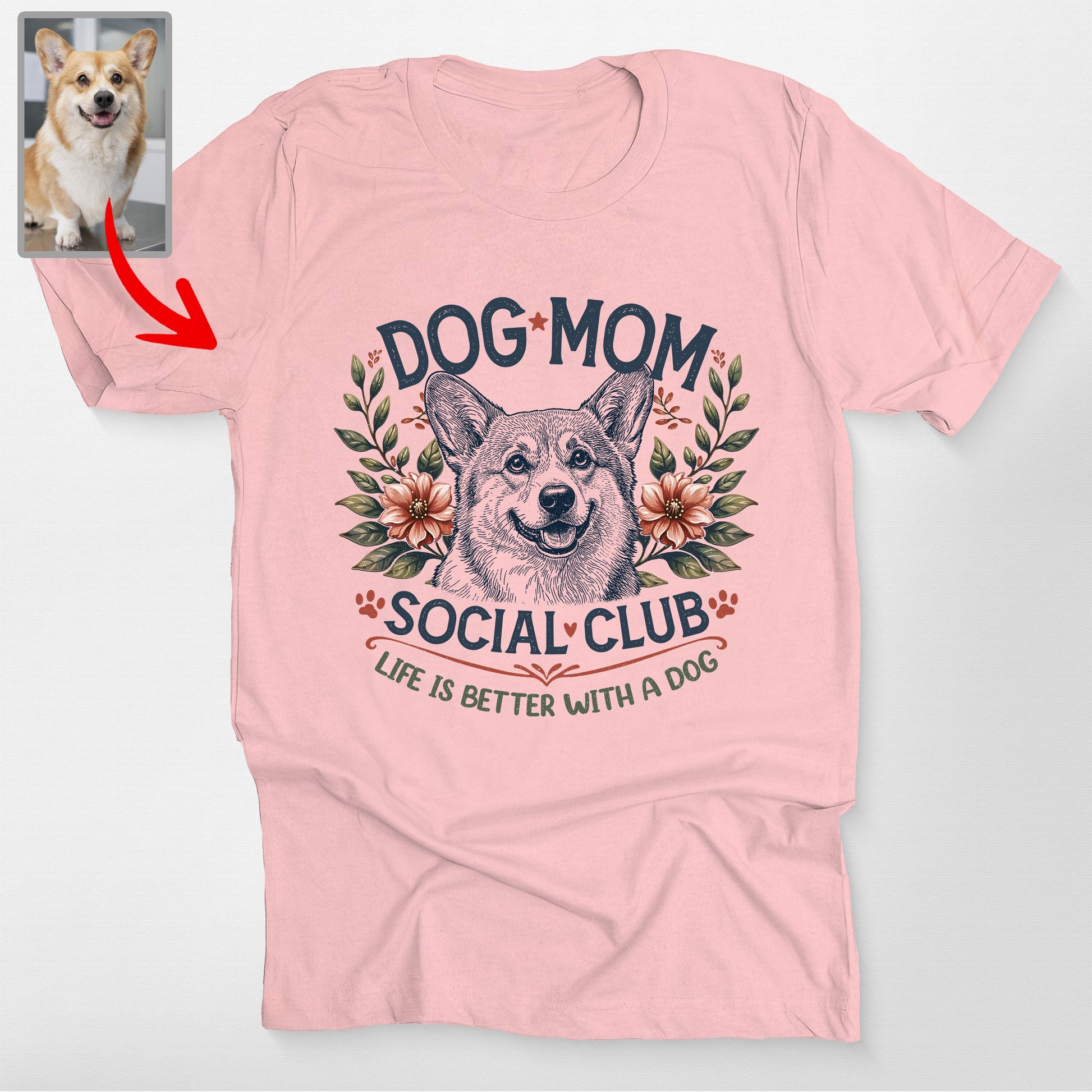 Custom Dog Mom Social Club Pet Bella Canvas T, custom pet portrait gift for pet lovers (view 5)