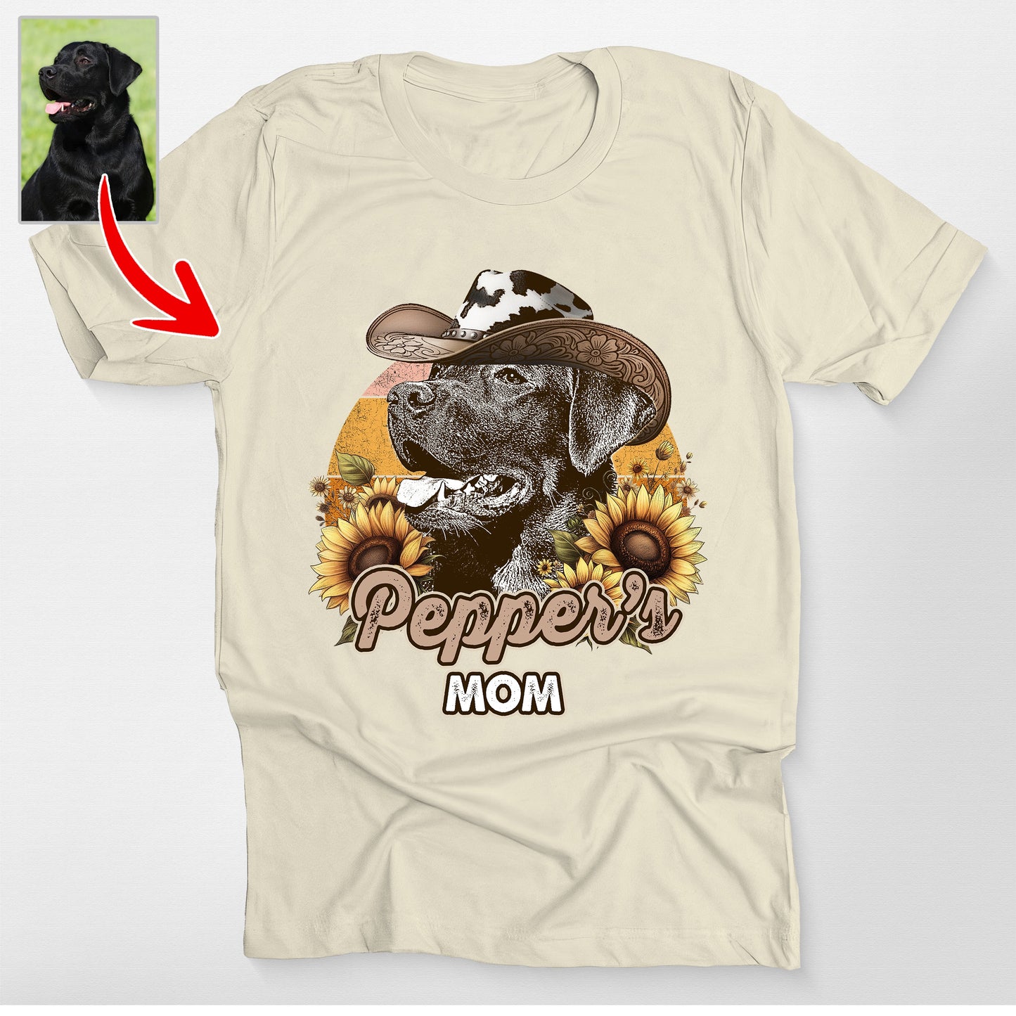 Custom Dog Portrait Western Cowboy Bella Canva, custom pet portrait gift for pet lovers (view 4)