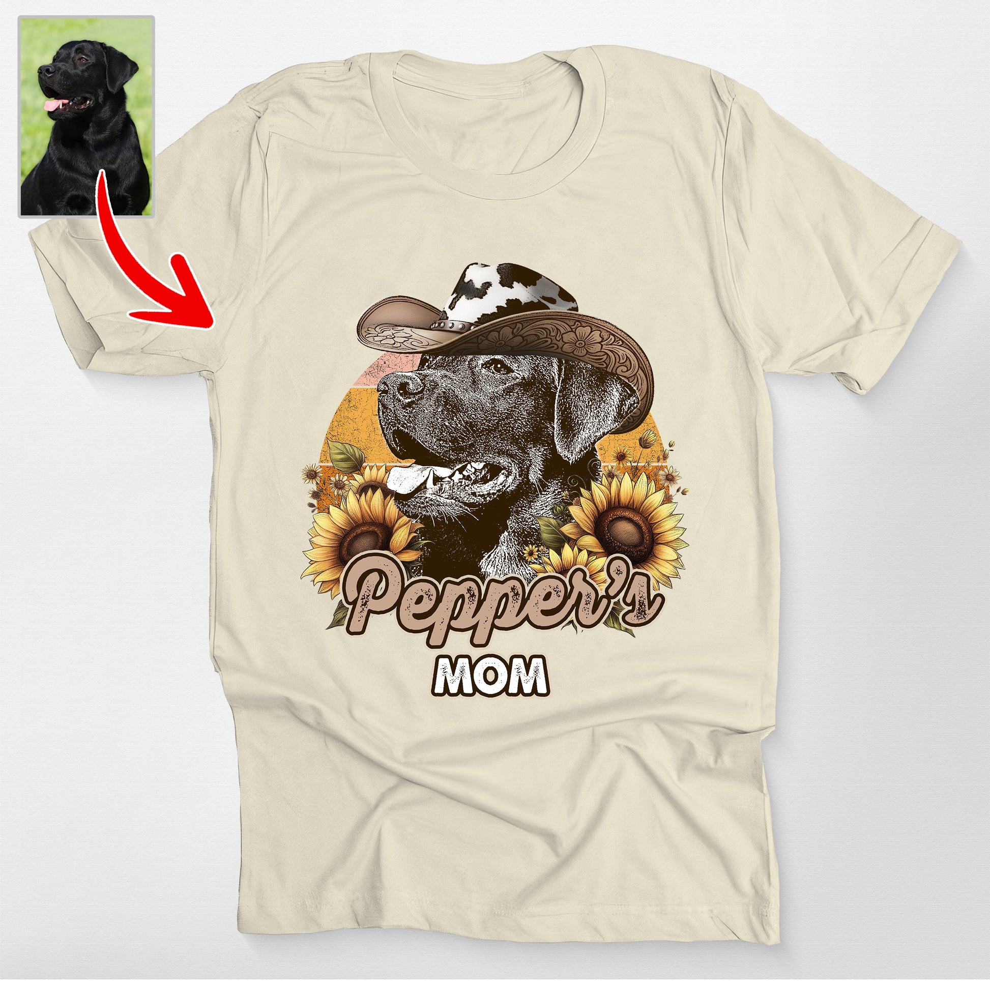 Custom Dog Portrait Western Cowboy Bella Canva, custom pet portrait gift for pet lovers (view 4)