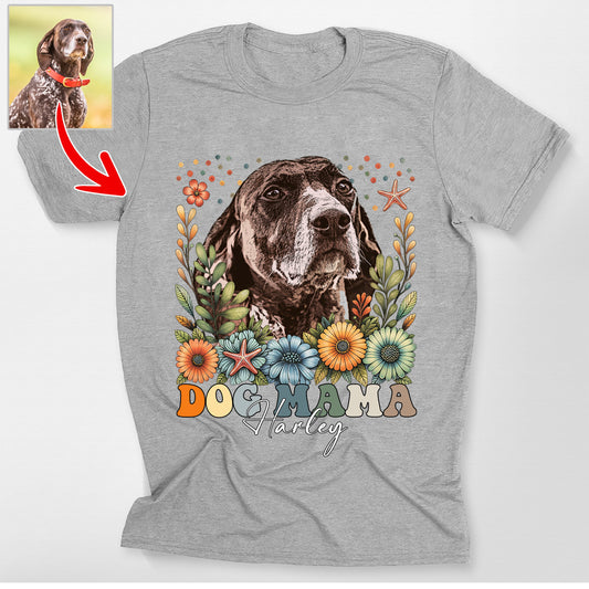 Custom Dog Portrait Wildflower Bella Canvas T, custom pet portrait gift for pet lovers