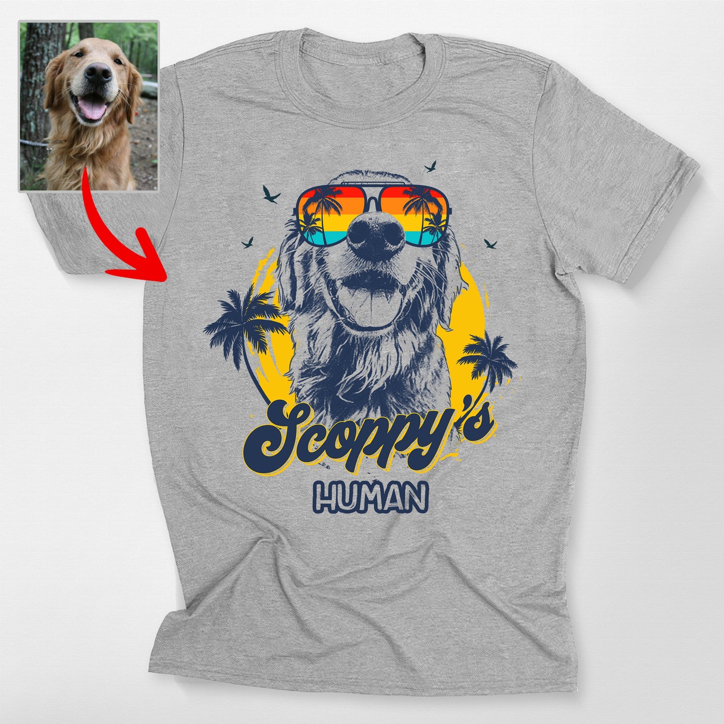Custom Dog Summer Vibes Bella Canvas T-Shirt, custom pet portrait gift for pet lovers