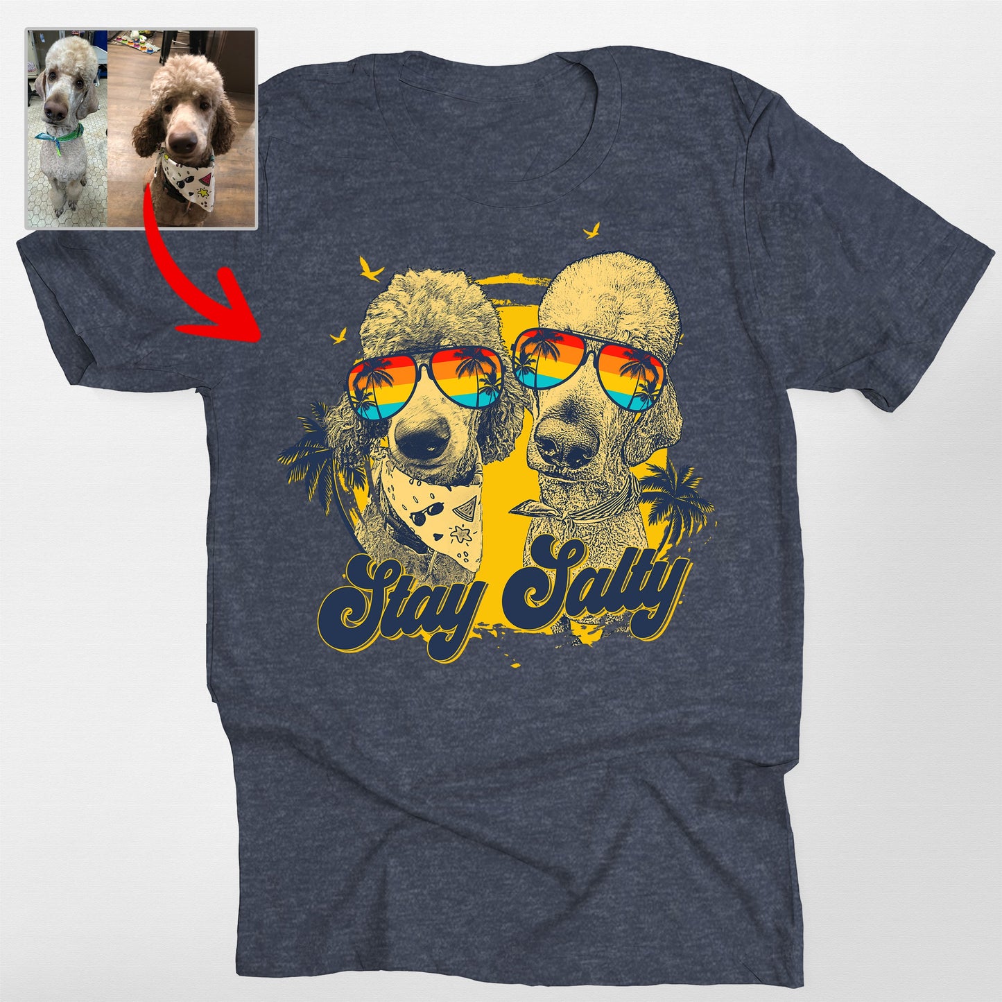 Custom Dog Summer Vibes Bella Canvas T-Shirt, custom pet portrait gift for pet lovers (view 4)