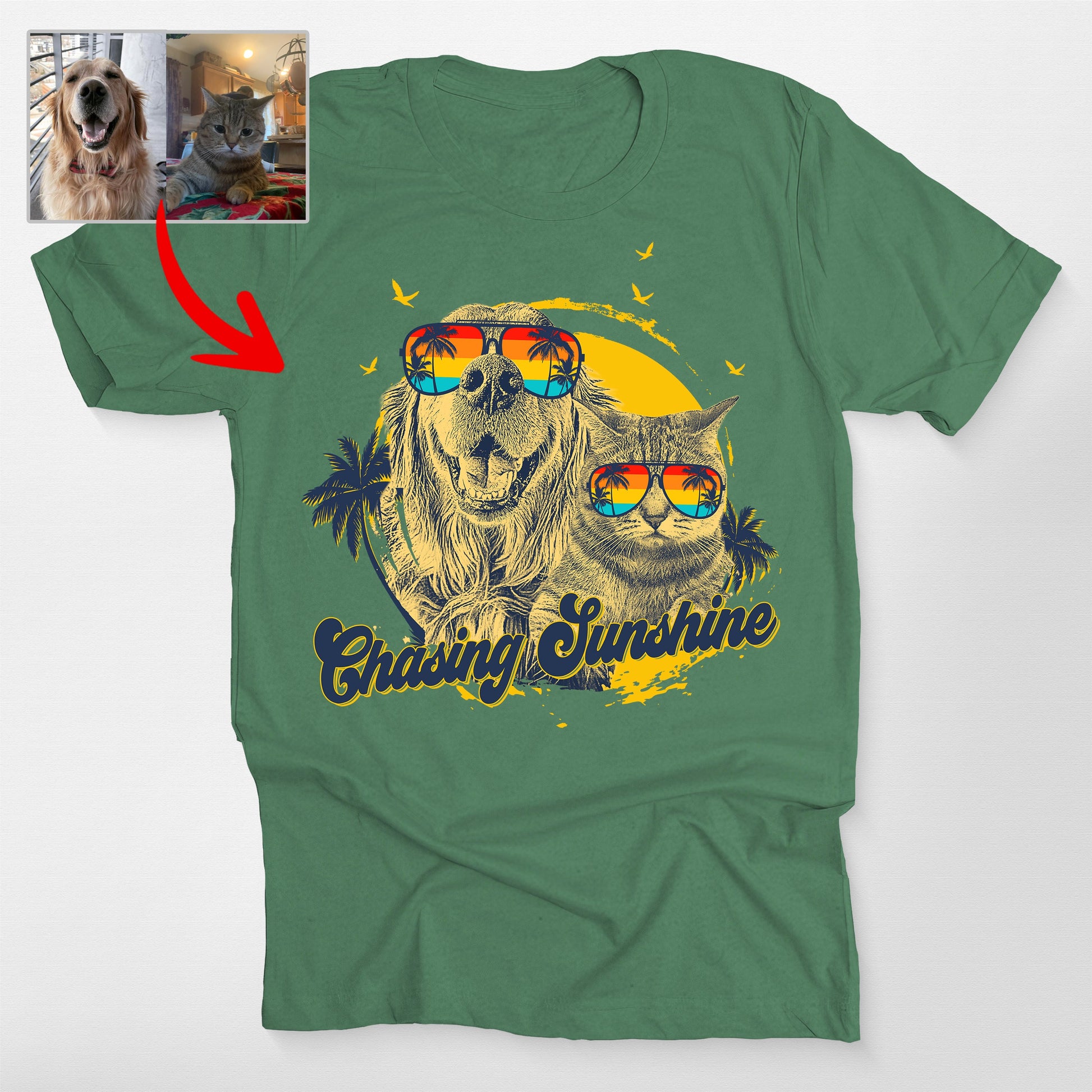 Custom Dog Summer Vibes Bella Canvas T-Shirt, custom pet portrait gift for pet lovers (view 5)