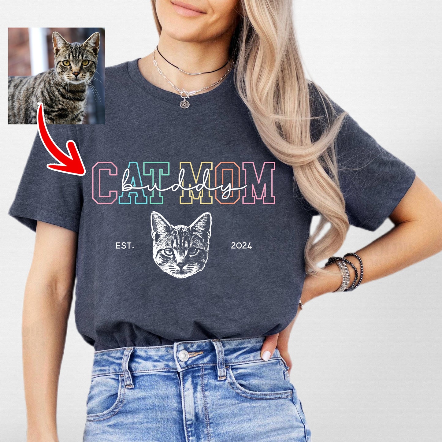 Custom Dogface Bella Canvas T-Shirt for Pet Lover, custom pet portrait gift for pet lovers (view 3)