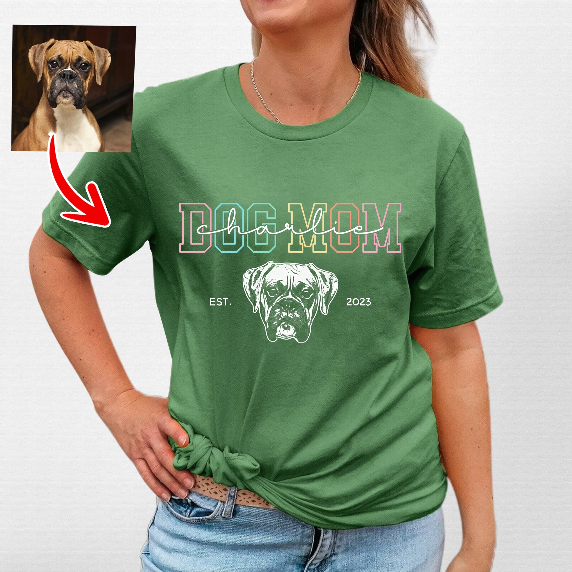 Custom Dogface Bella Canvas T-Shirt for Pet Lover, custom pet portrait gift for pet lovers (view 4)