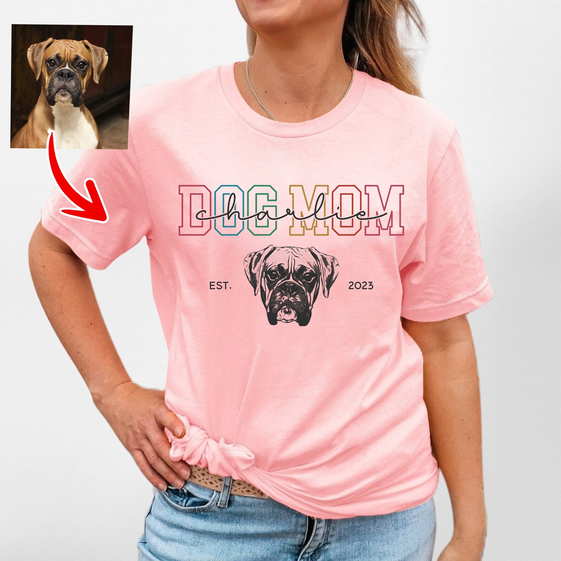 Custom Dogface Bella Canvas T-Shirt for Pet Lover, custom pet portrait gift for pet lovers (view 7)