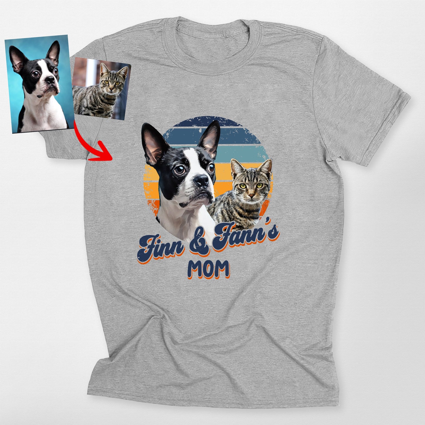 Custom Dogface Retro Shirt Bella Canvas Tee, custom pet portrait gift for pet lovers
