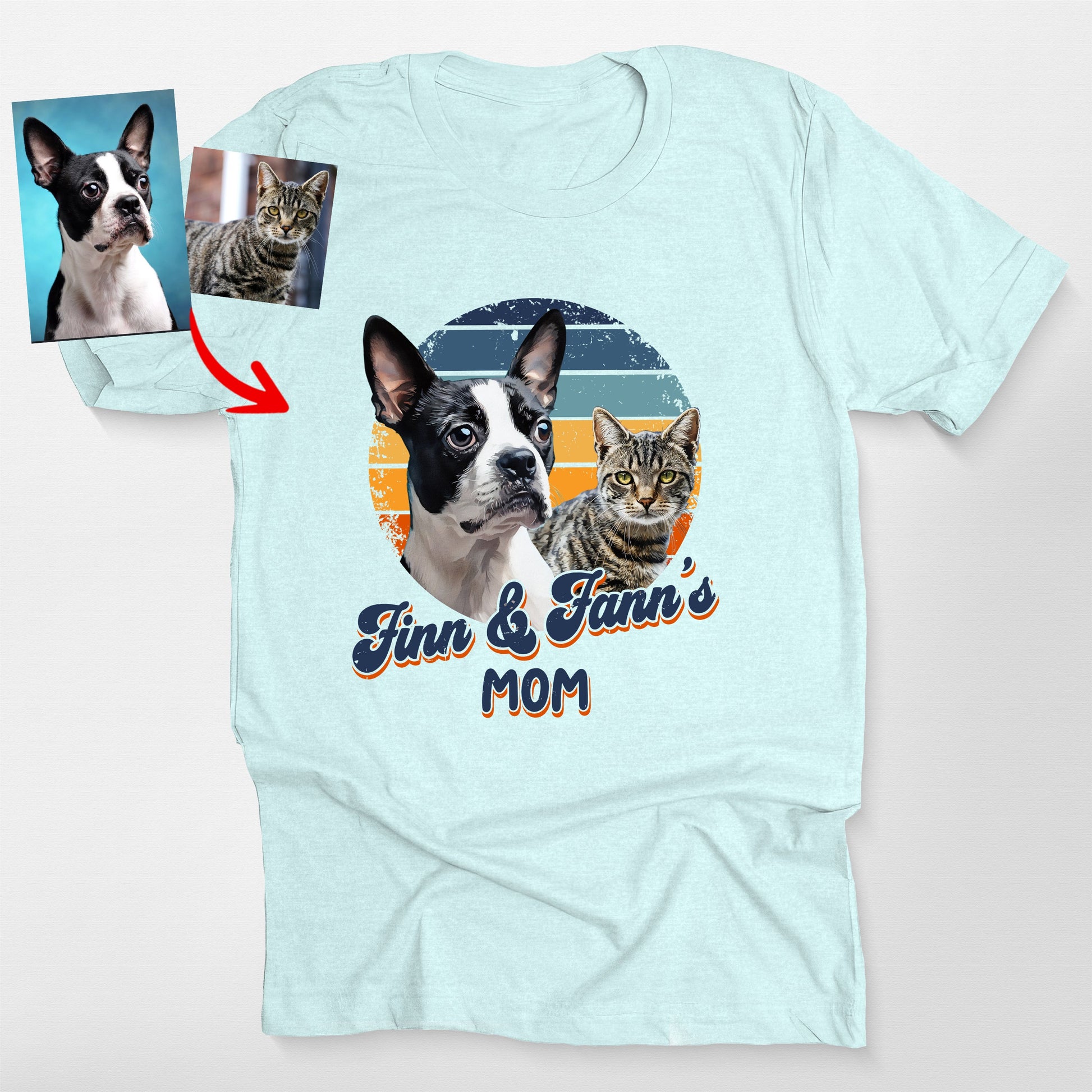 Custom Dogface Retro Shirt Bella Canvas Tee, custom pet portrait gift for pet lovers (view 3)
