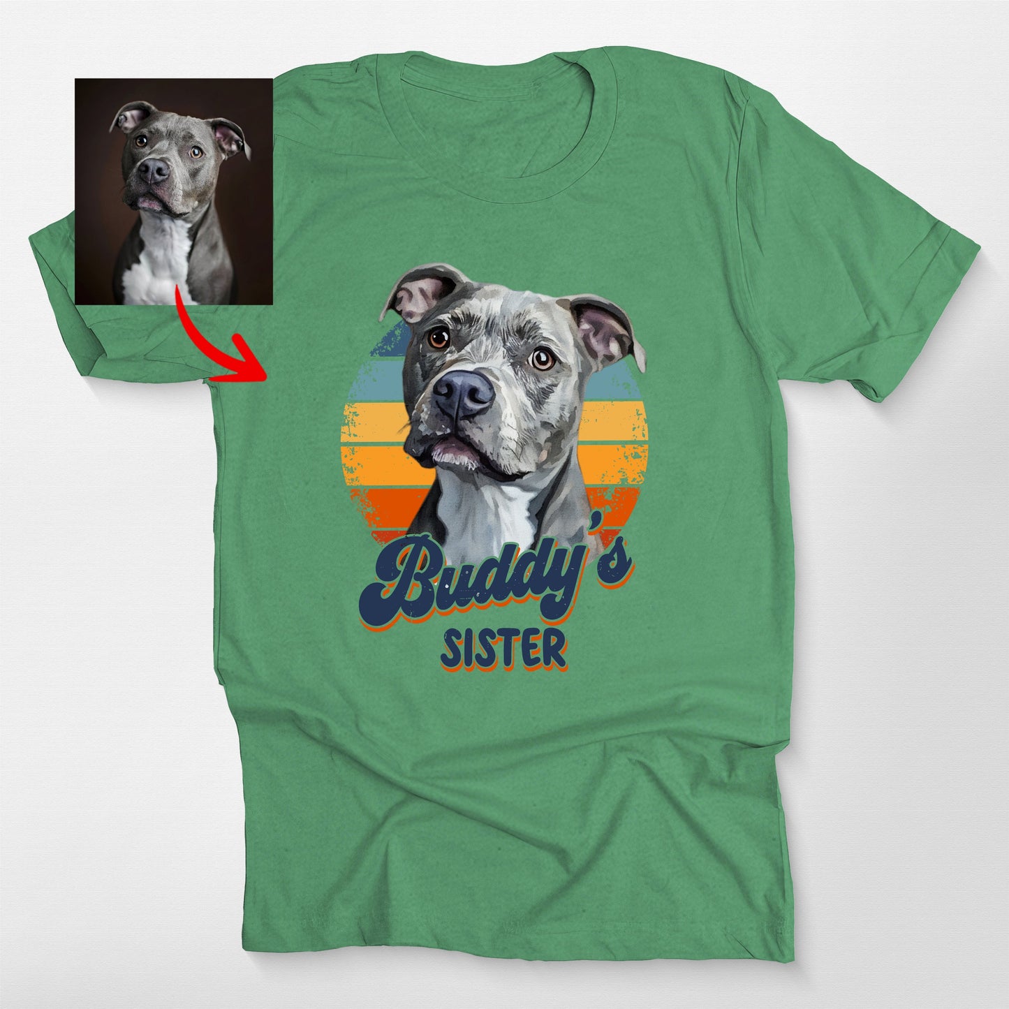 Custom Dogface Retro Shirt Bella Canvas Tee, custom pet portrait gift for pet lovers (view 4)