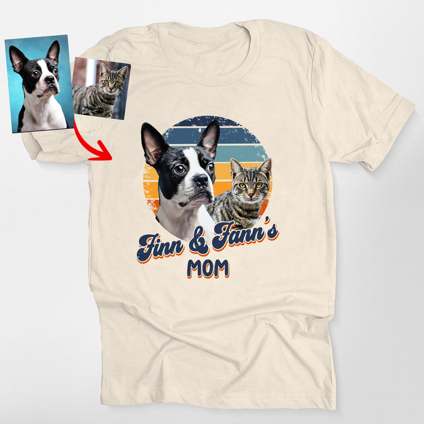 Custom Dogface Retro Shirt Bella Canvas Tee, custom pet portrait gift for pet lovers (view 5)
