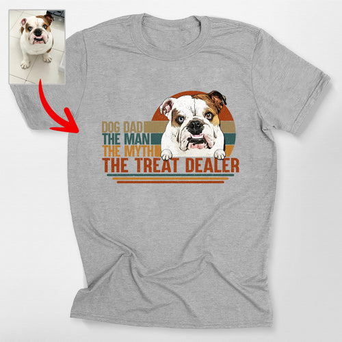 Custom Dogface Treat Dealer Shirt for Dog Dad, custom pet portrait gift for pet lovers