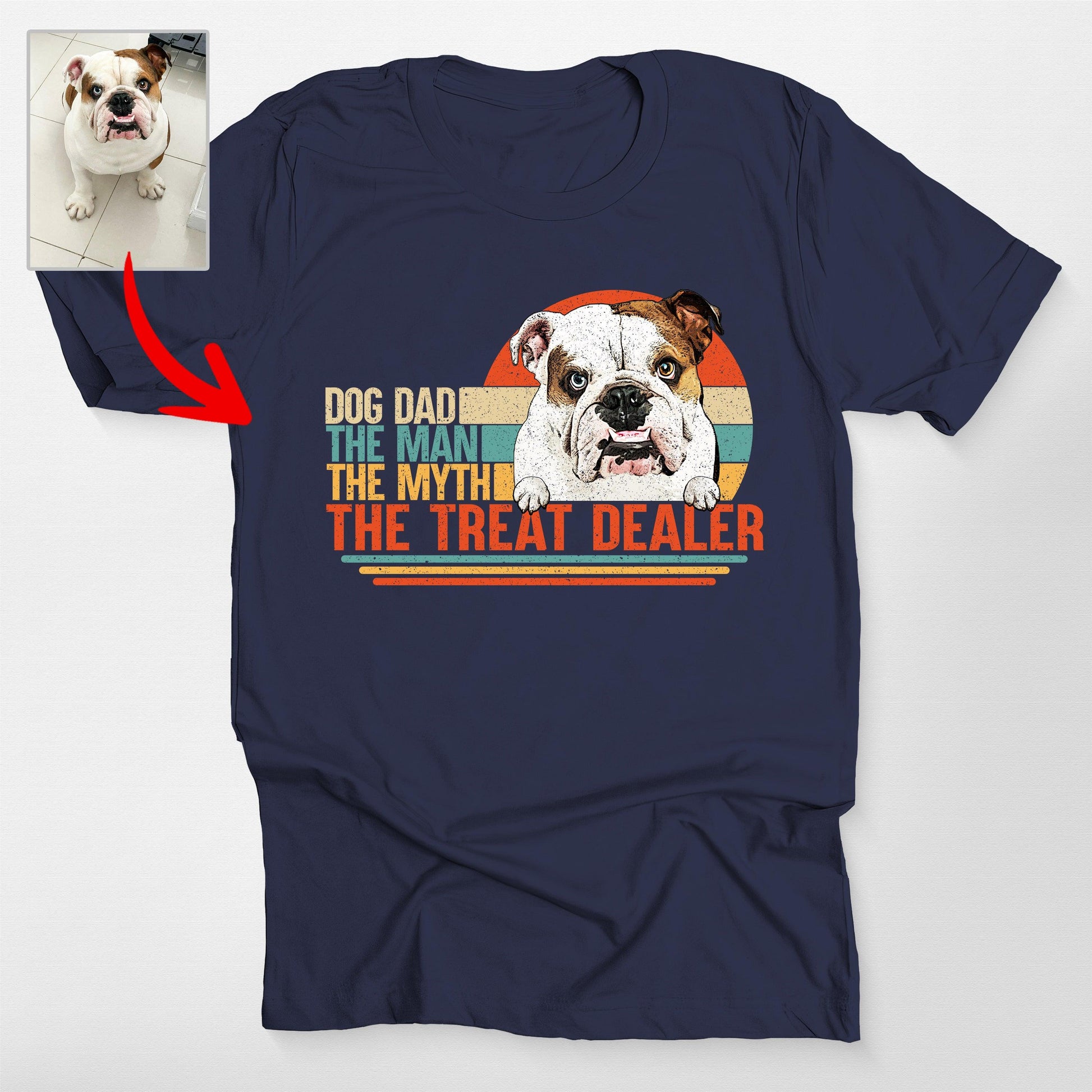 Custom Dogface Treat Dealer Shirt for Dog Dad, custom pet portrait gift for pet lovers (view 4)