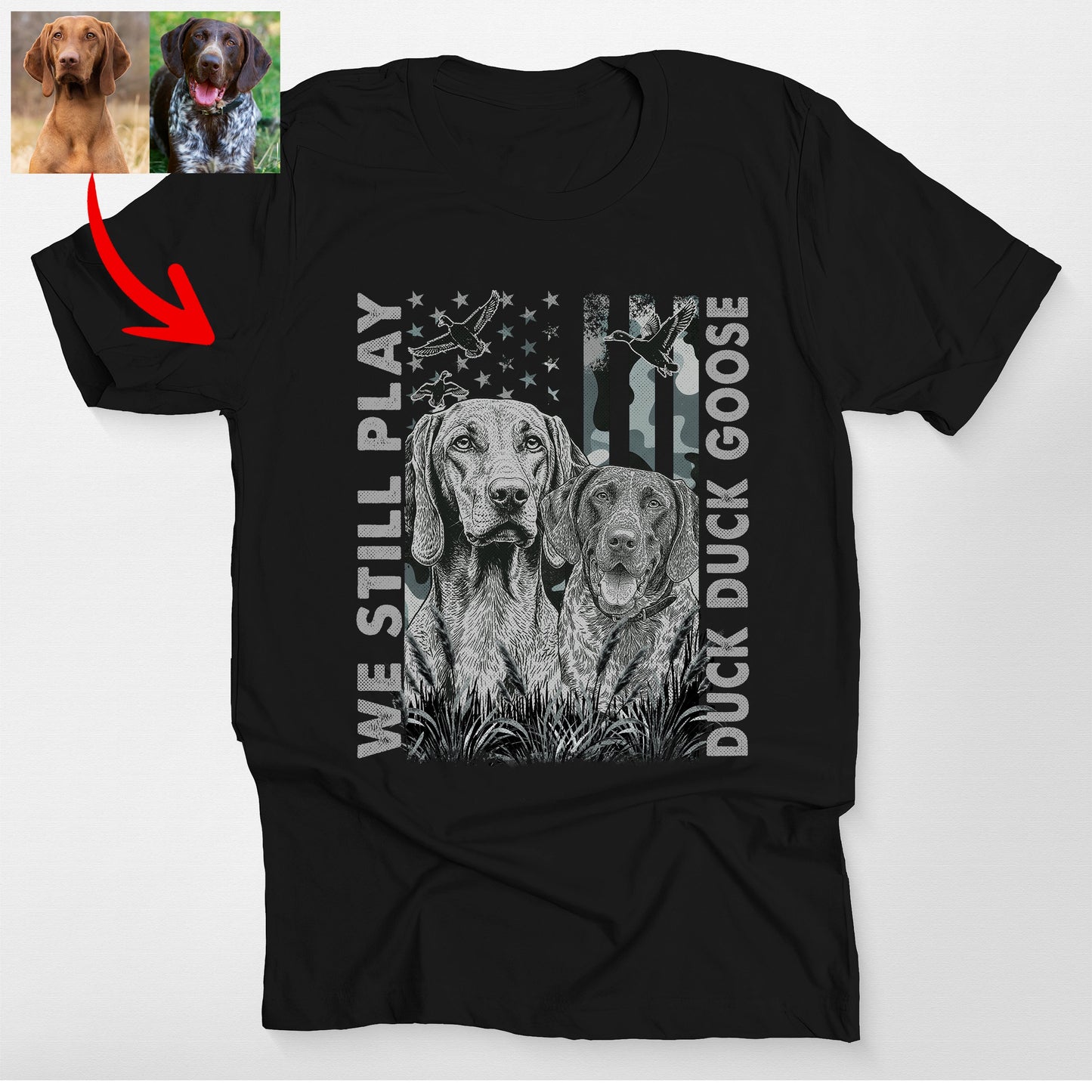 Custom Duck Hunting Bella Canvas T-Shirt Dog, custom pet portrait gift for pet lovers (view 2)