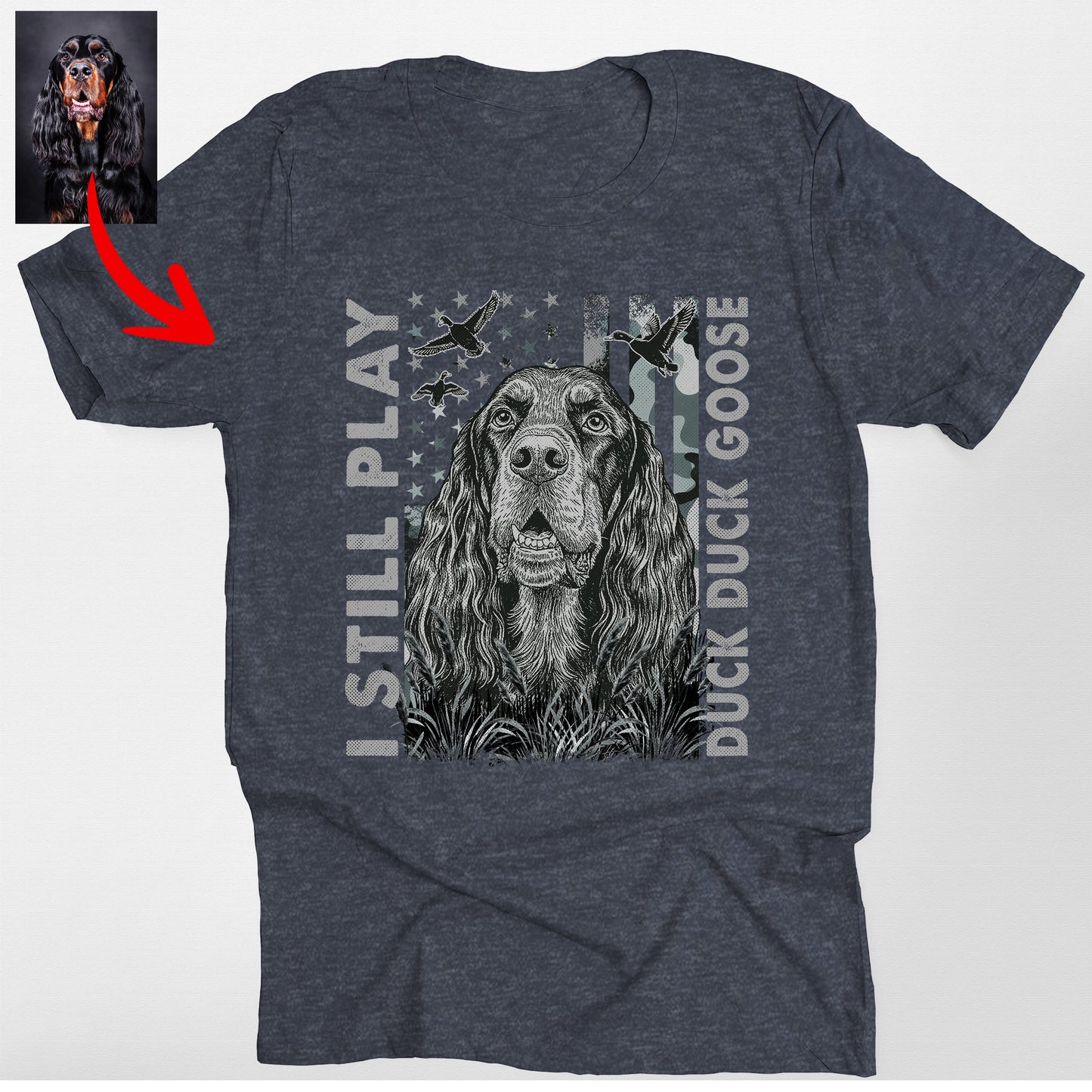 Custom Duck Hunting Bella Canvas T-Shirt Dog, custom pet portrait gift for pet lovers (view 4)