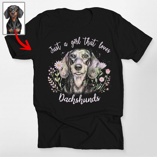 Custom Flora Bella Canvas Shirt for Dog Lady, custom pet portrait gift for pet lovers