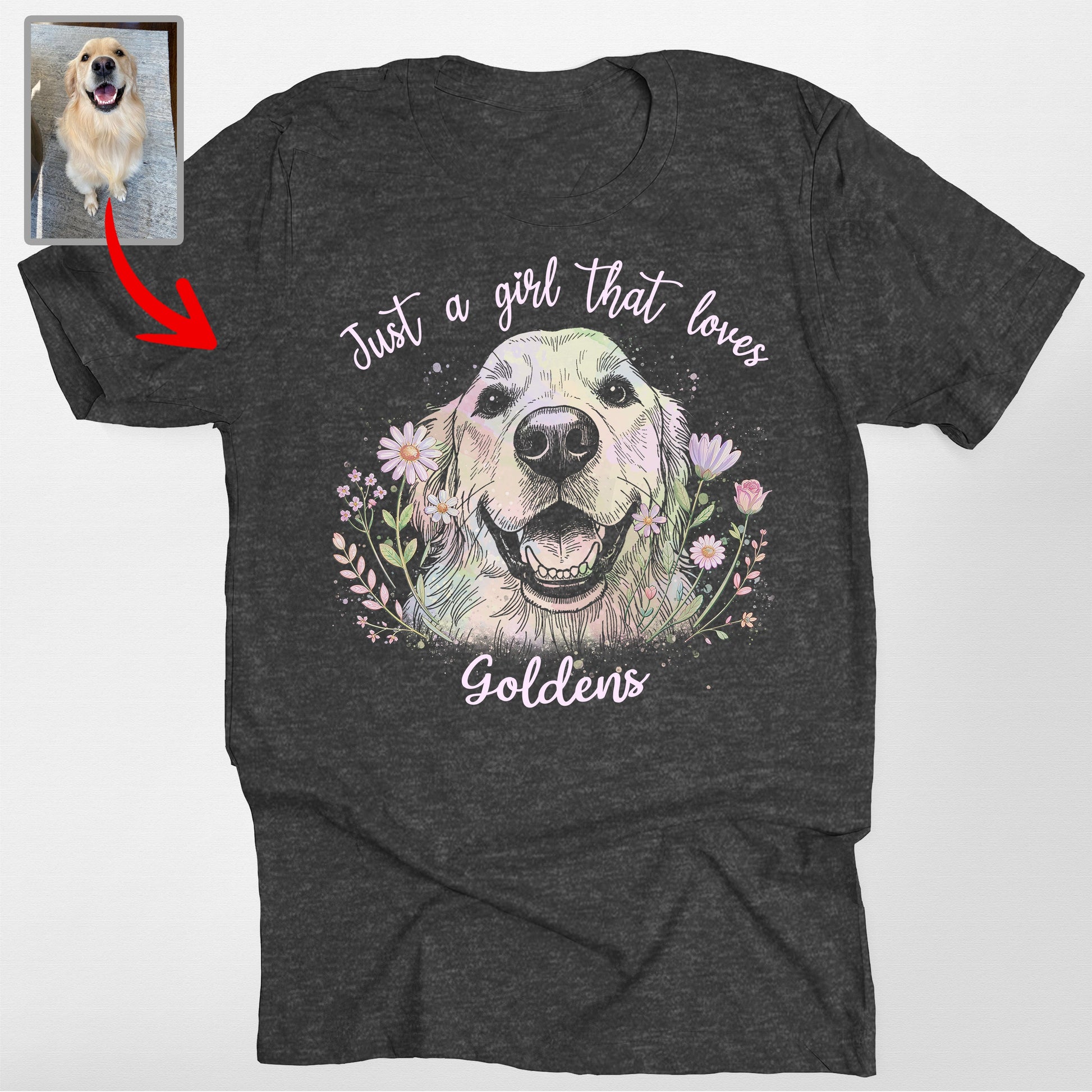 Custom Flora Bella Canvas Shirt for Dog Lady, custom pet portrait gift for pet lovers (view 13)