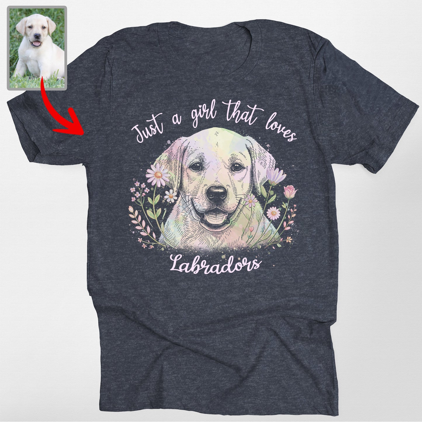 Custom Flora Bella Canvas Shirt for Dog Lady, custom pet portrait gift for pet lovers (view 2)