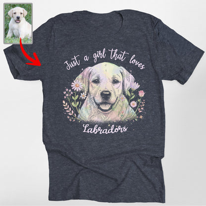 Custom Flora Bella Canvas Shirt for Dog Lady, custom pet portrait gift for pet lovers (view 2)