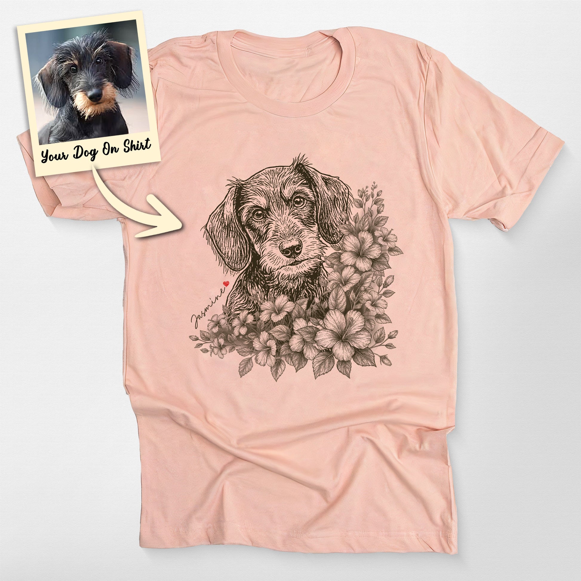 Custom Flower Weiner Dog Shirt, custom pet portrait gift for pet lovers (view 2)