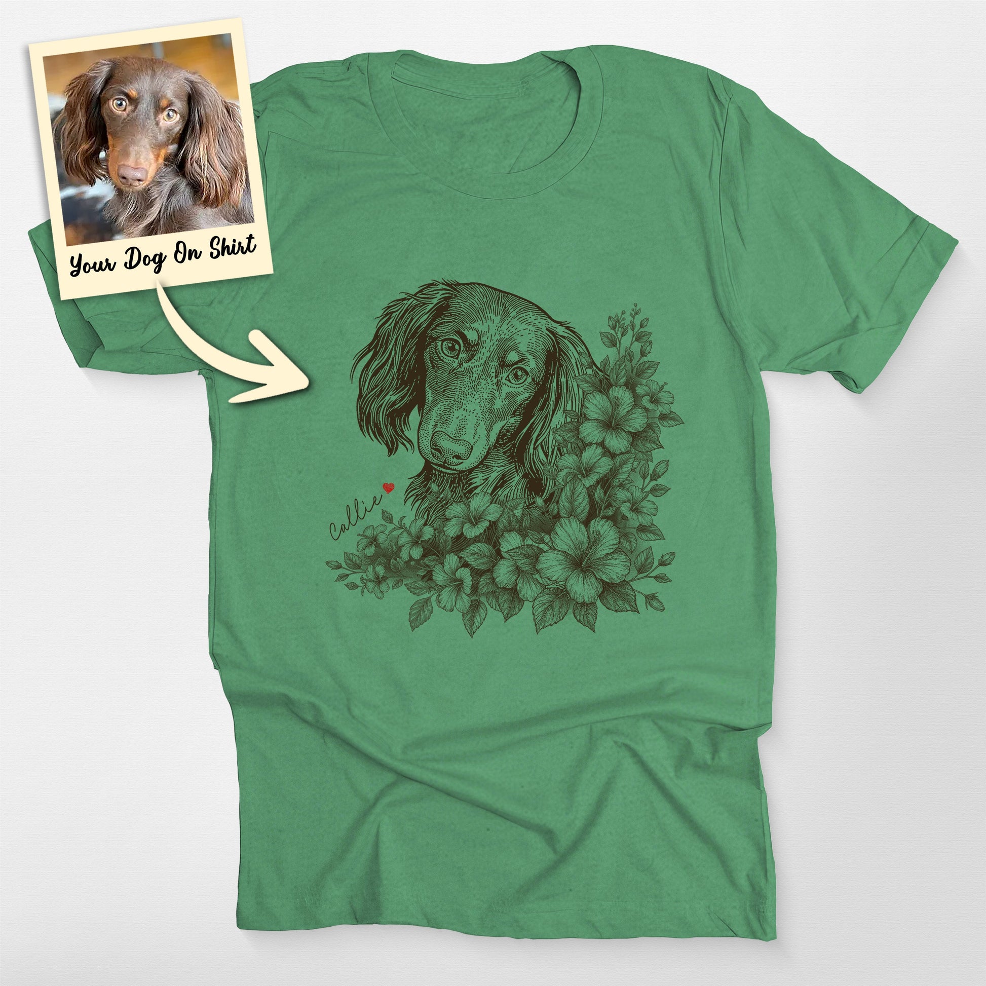 Custom Flower Weiner Dog Shirt, custom pet portrait gift for pet lovers (view 3)