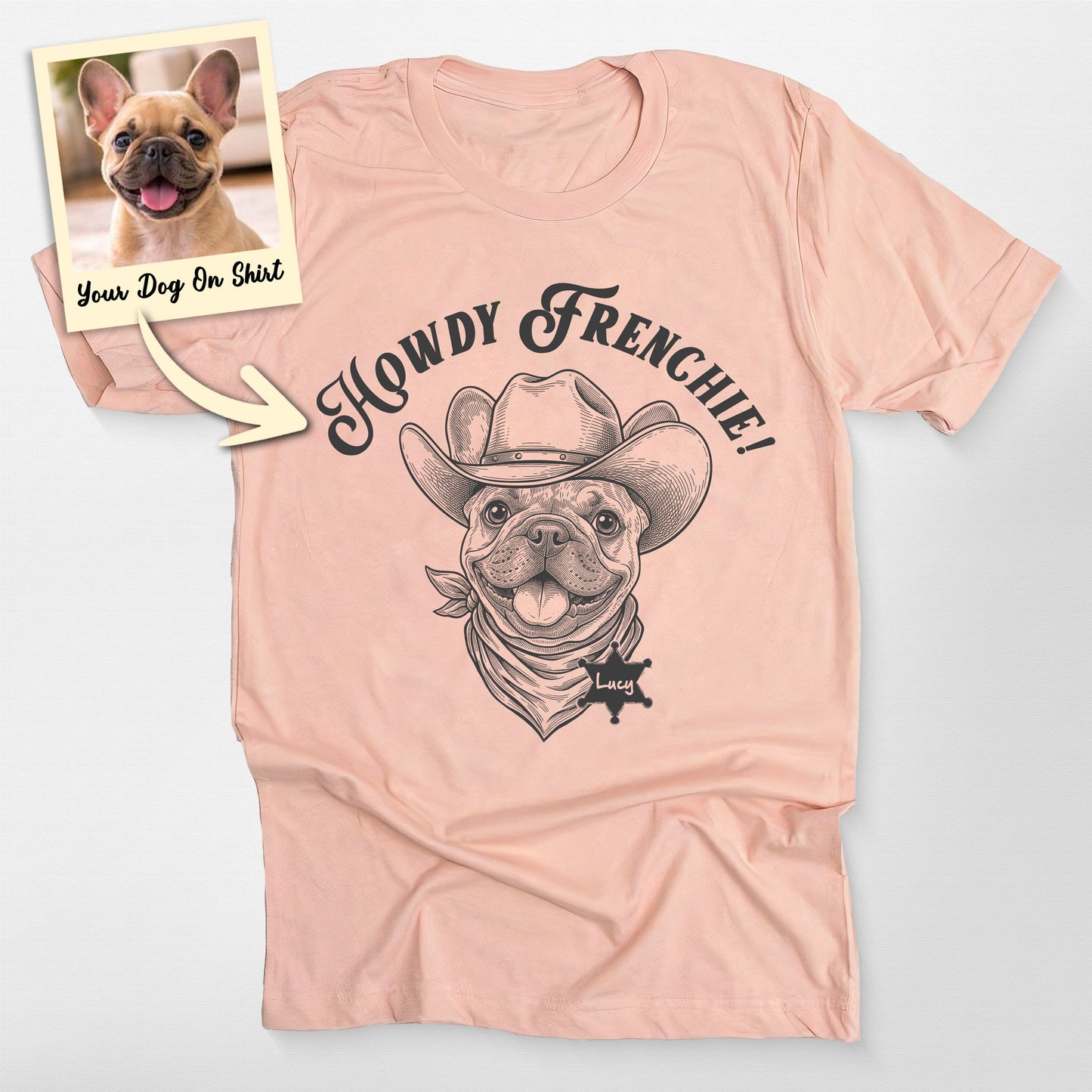 Custom French Bulldog Shirt Cowboy Howdy Frenc, custom pet portrait gift for pet lovers (view 2)