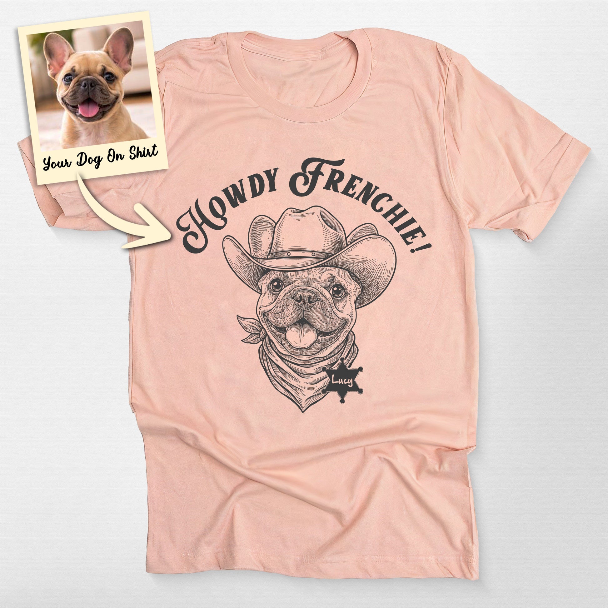 Custom French Bulldog Shirt Cowboy Howdy Frenc, custom pet portrait gift for pet lovers (view 2)