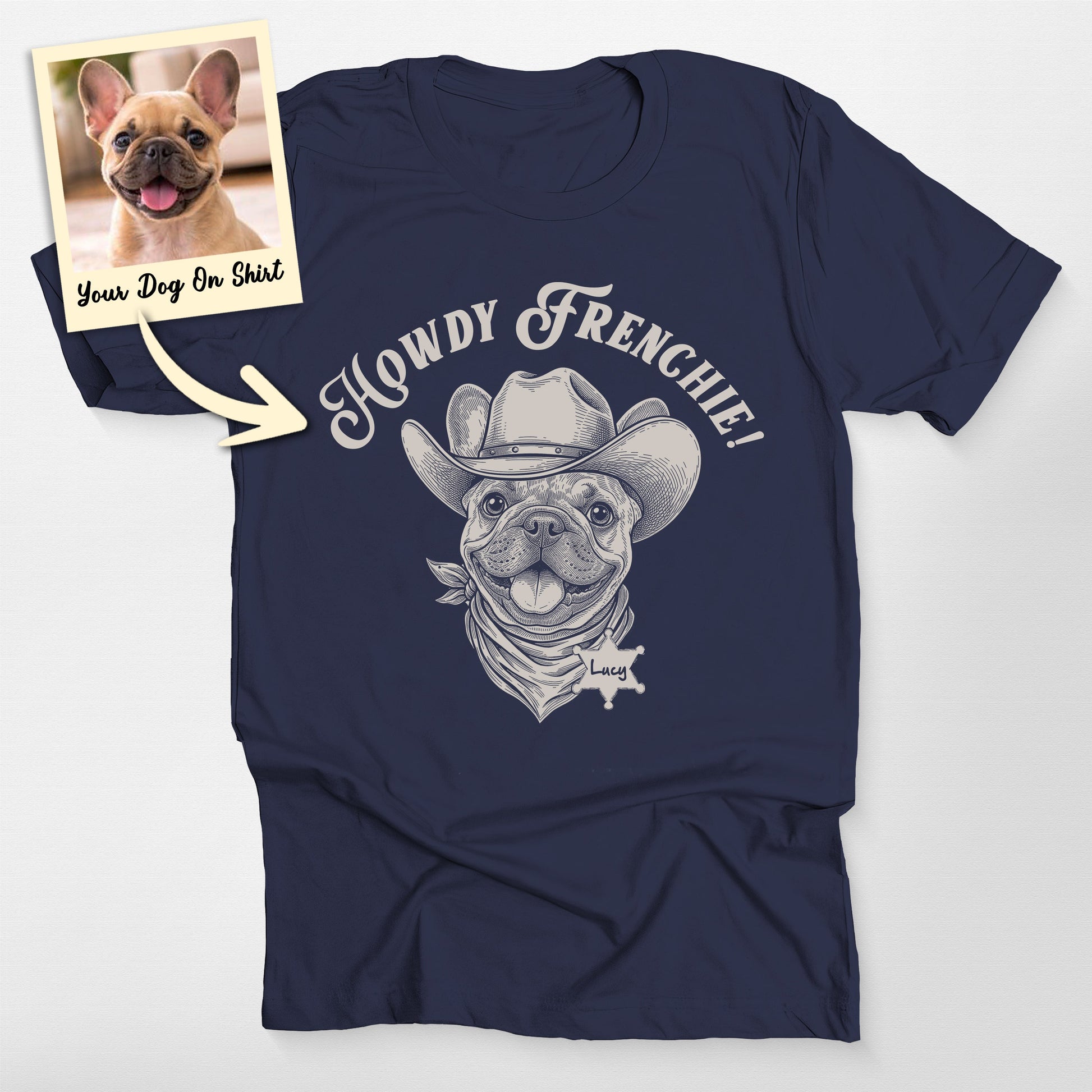 Custom French Bulldog Shirt Cowboy Howdy Frenc, custom pet portrait gift for pet lovers (view 3)