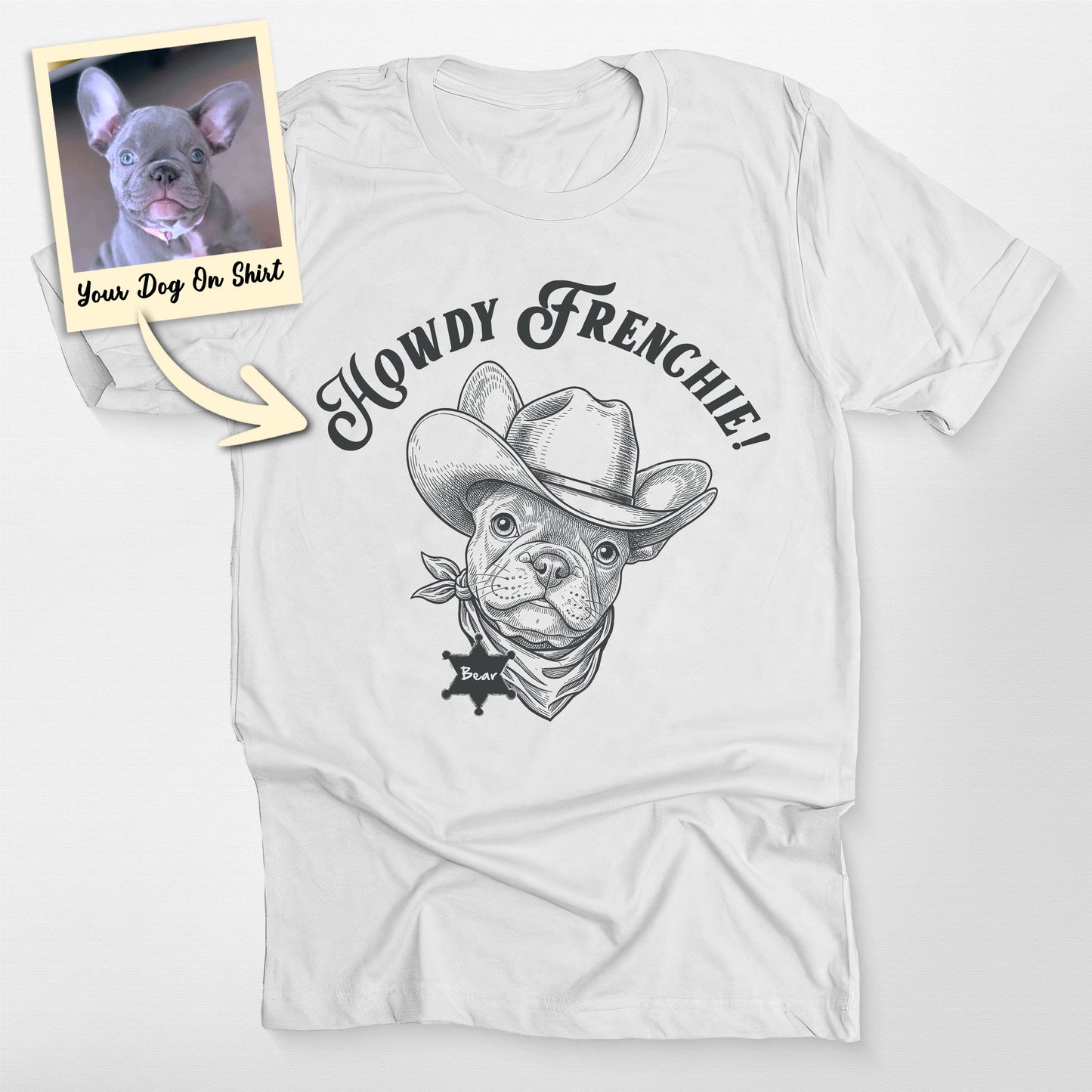 Custom French Bulldog Shirt Cowboy Howdy Frenc, custom pet portrait gift for pet lovers (view 5)