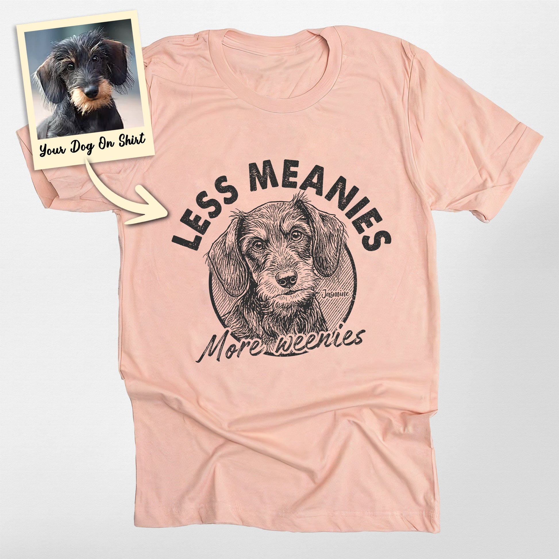 Custom Funny Dachshund Shirt Less Meanies More (view 3)