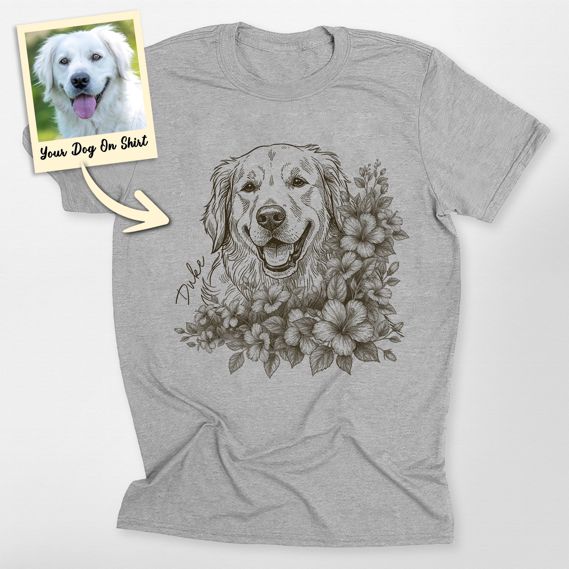 Custom Golden Retriever Shirt Floral Portrait
