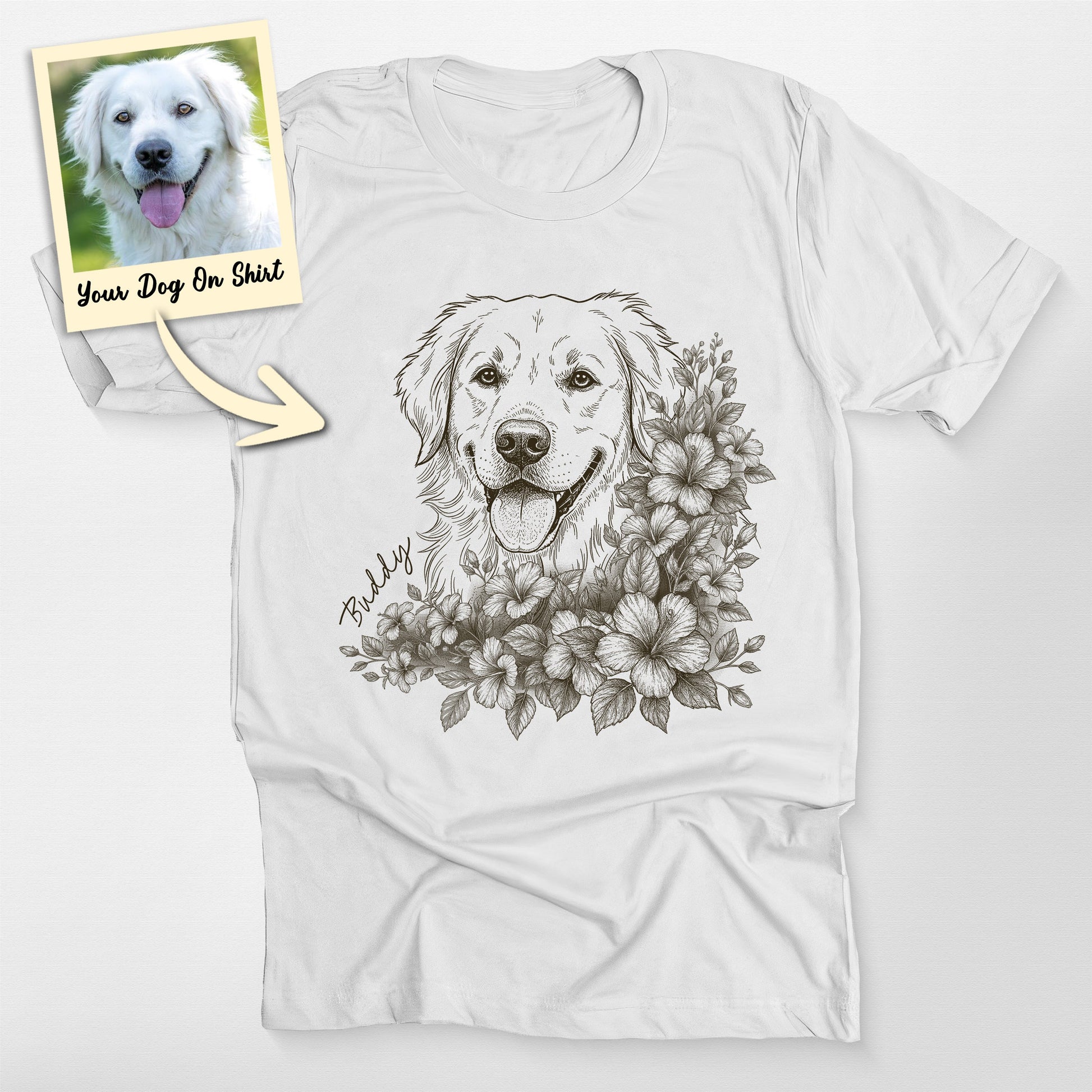 Custom Golden Retriever Shirt Floral Portrait (view 5)