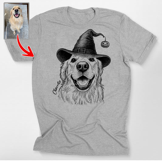 Custom Halloween Dog Bella Canvas T-Shirt Gift, custom pet portrait gift for pet lovers