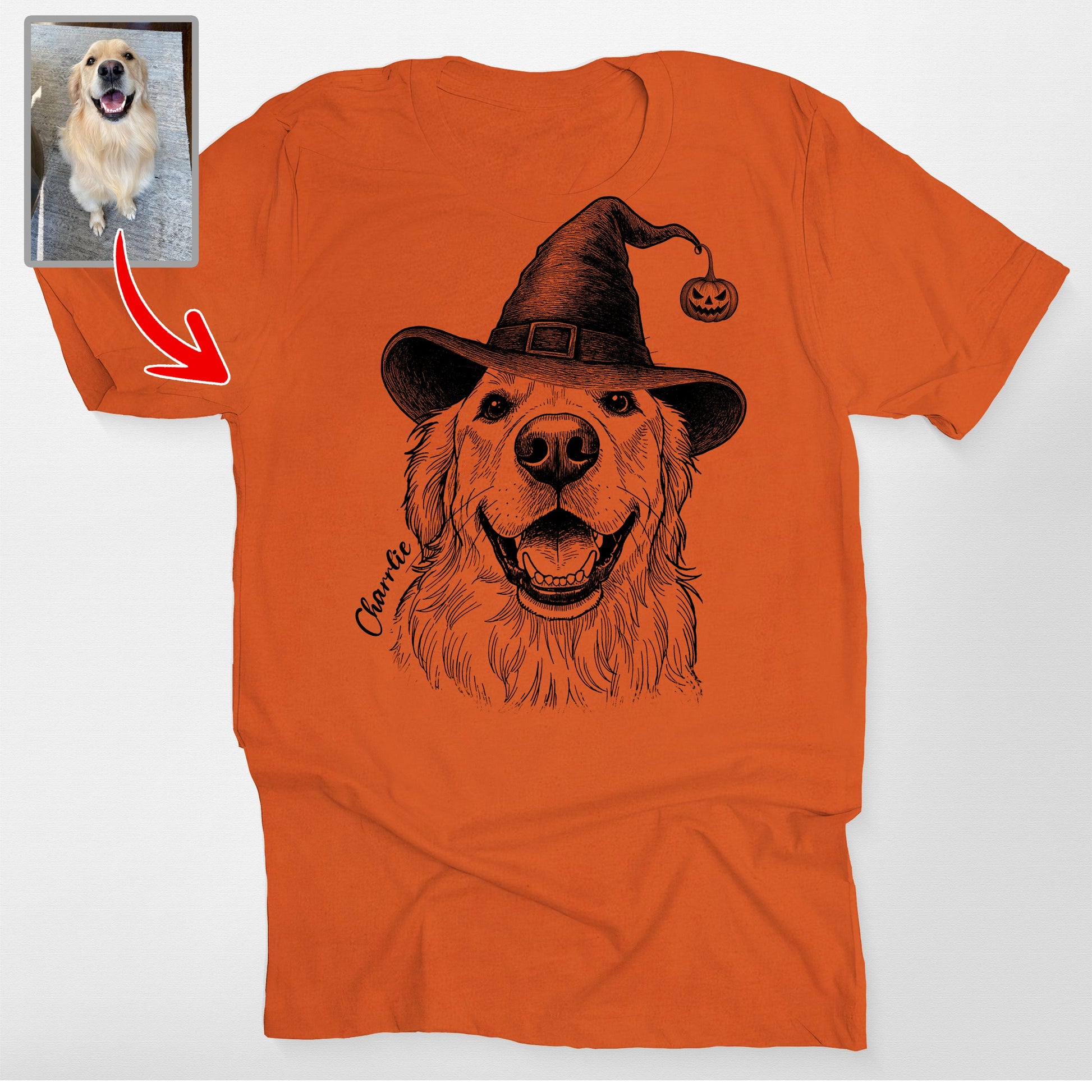 Custom Halloween Dog Bella Canvas T-Shirt Gift, custom pet portrait gift for pet lovers (view 6)