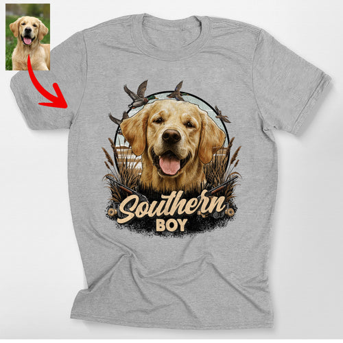 Custom Hunting Dog Bella Canvas T-Shirt Person, custom pet portrait gift for pet lovers